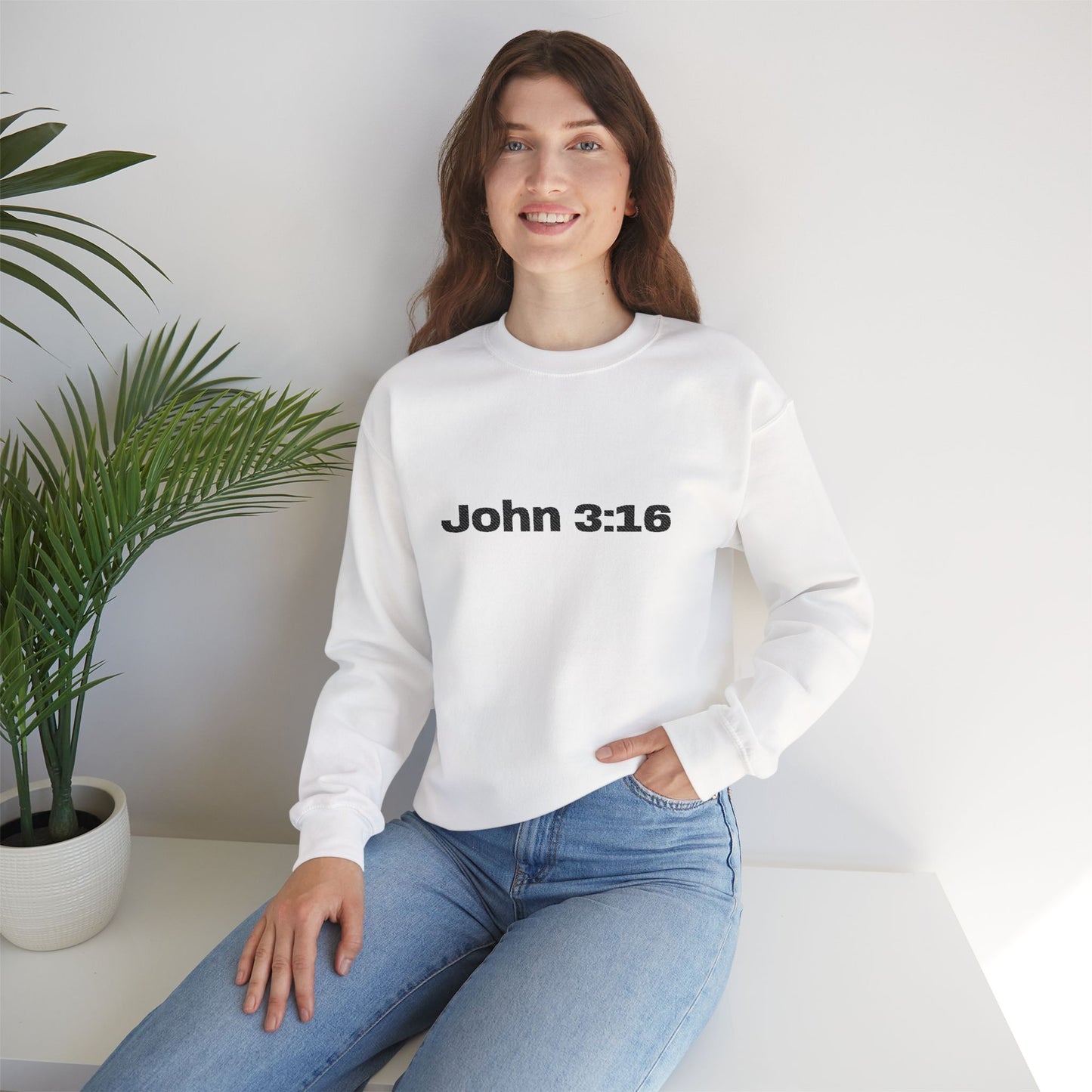 John 3:16 Crewneck Sweatshirt — Minimal Christian Scripture Pullover