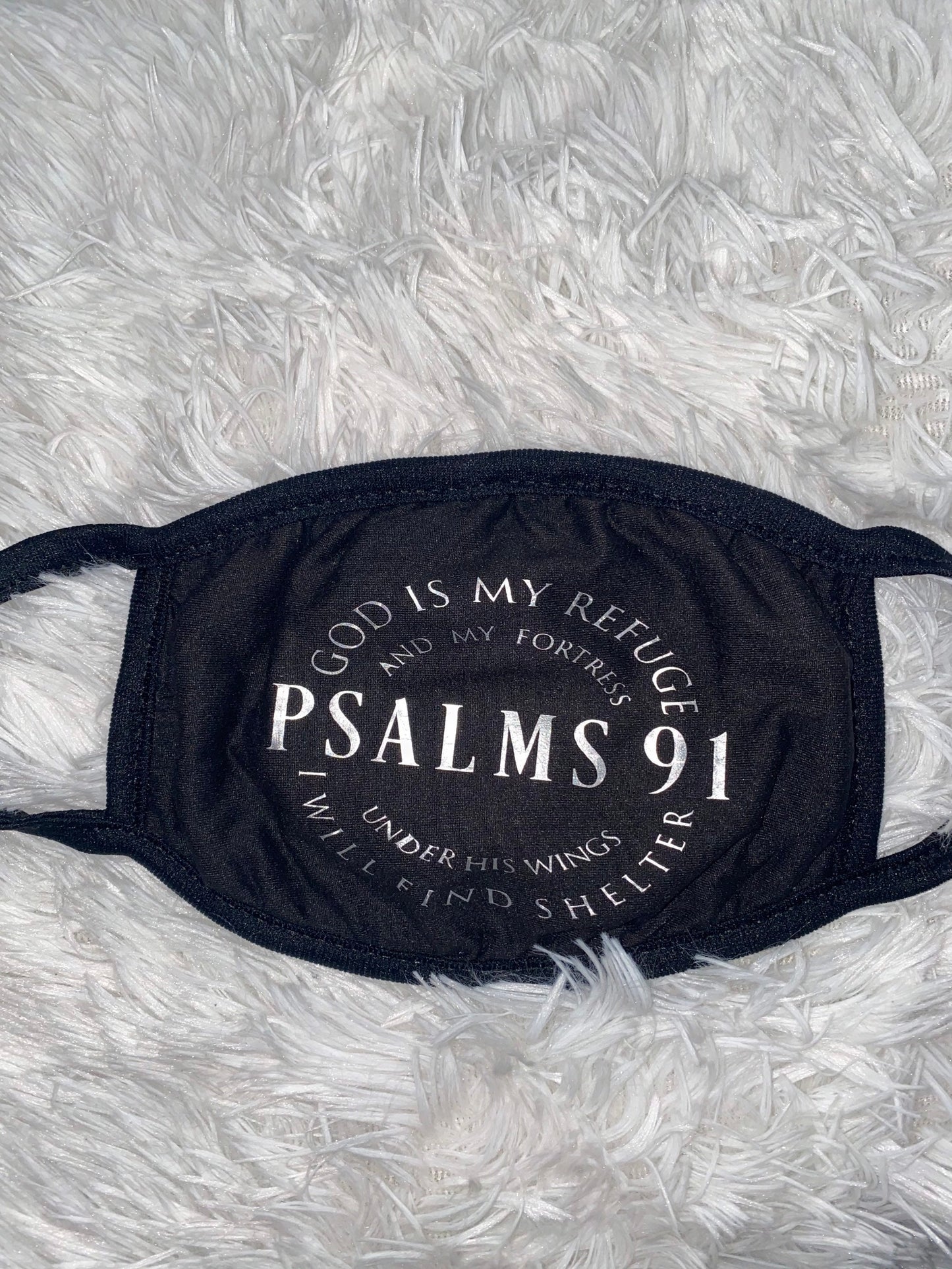Unisex Silver Letter Face Mask. Psalm 91. Thin Two Layer Cotton Washable Face Mask. Christian Face Mask.Cotton Face Mask. Psalms 91.