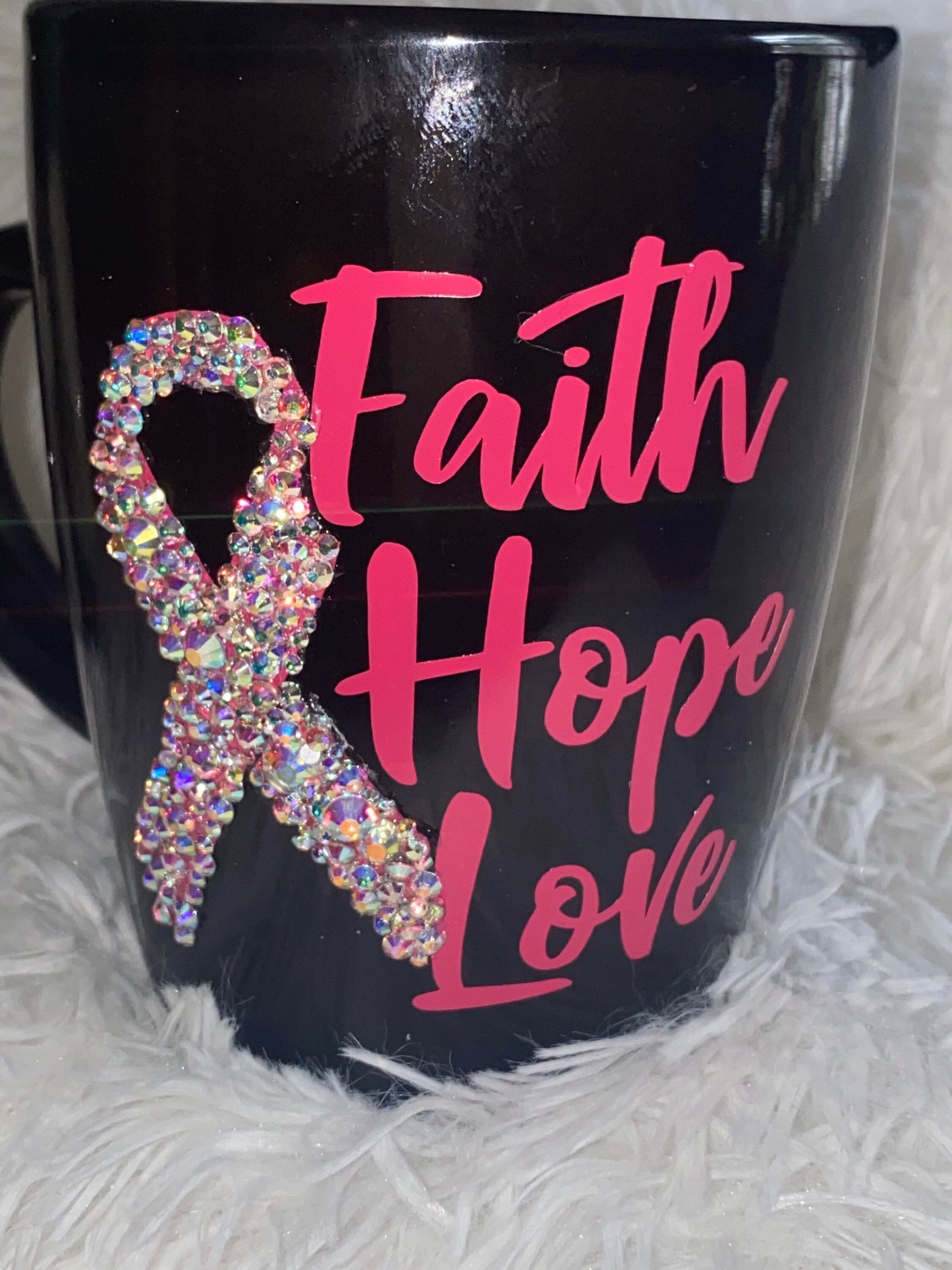 Rhinestone Breast Cancer Awareness Mug - 12oz Survivor Gift