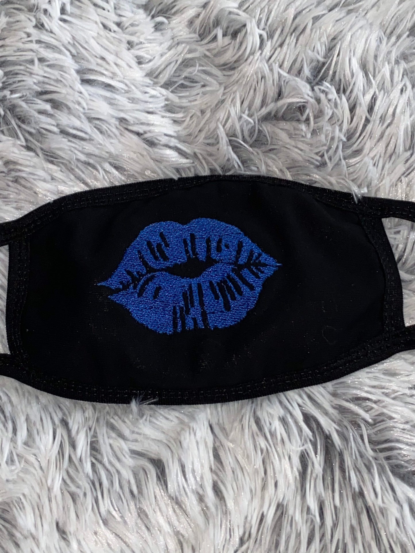 Embroidered Lipstick Lips Face Mask: Reusable Cotton Mask