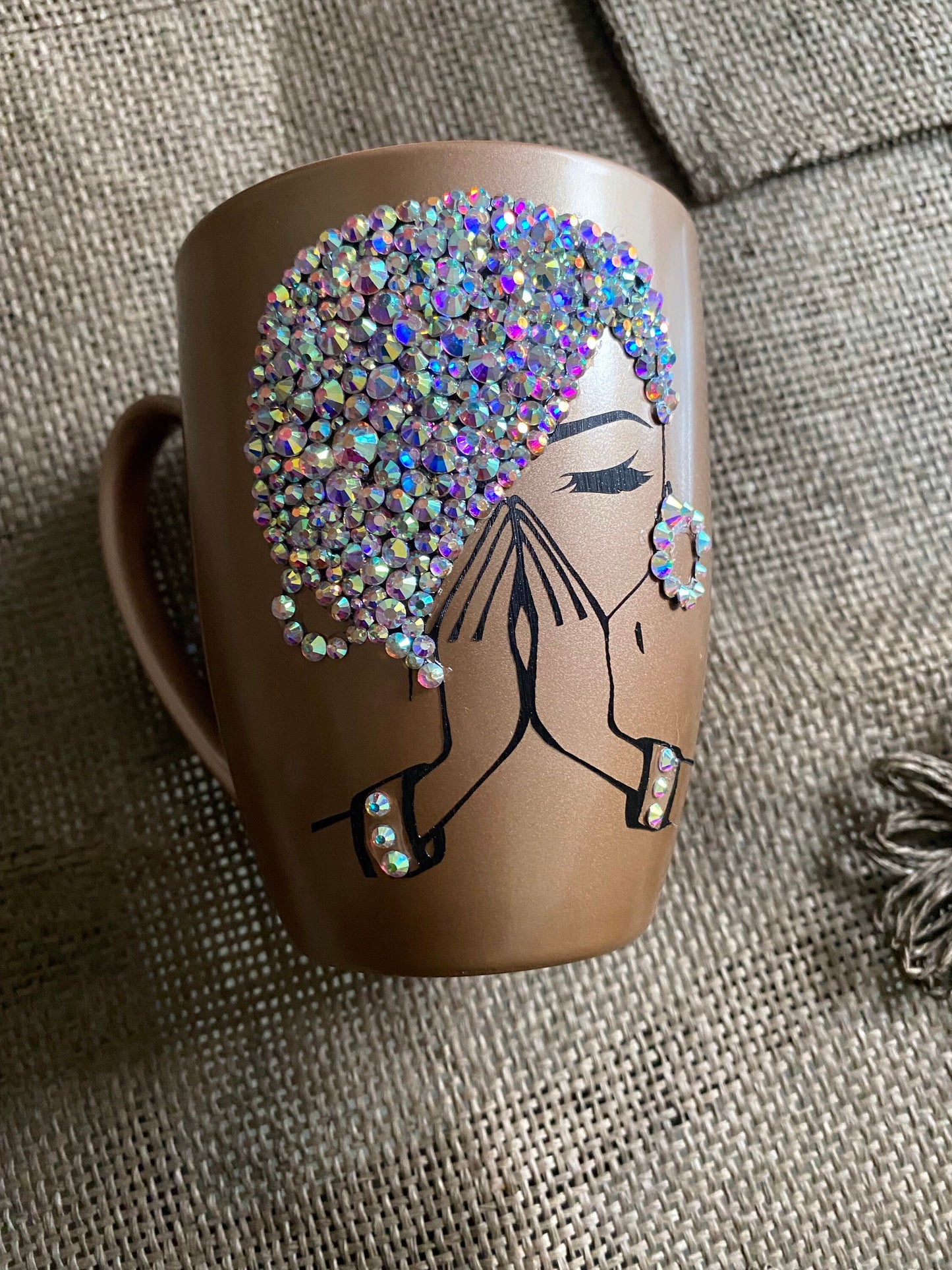 Bling Praying Woman Coffee Mug 10 0Z