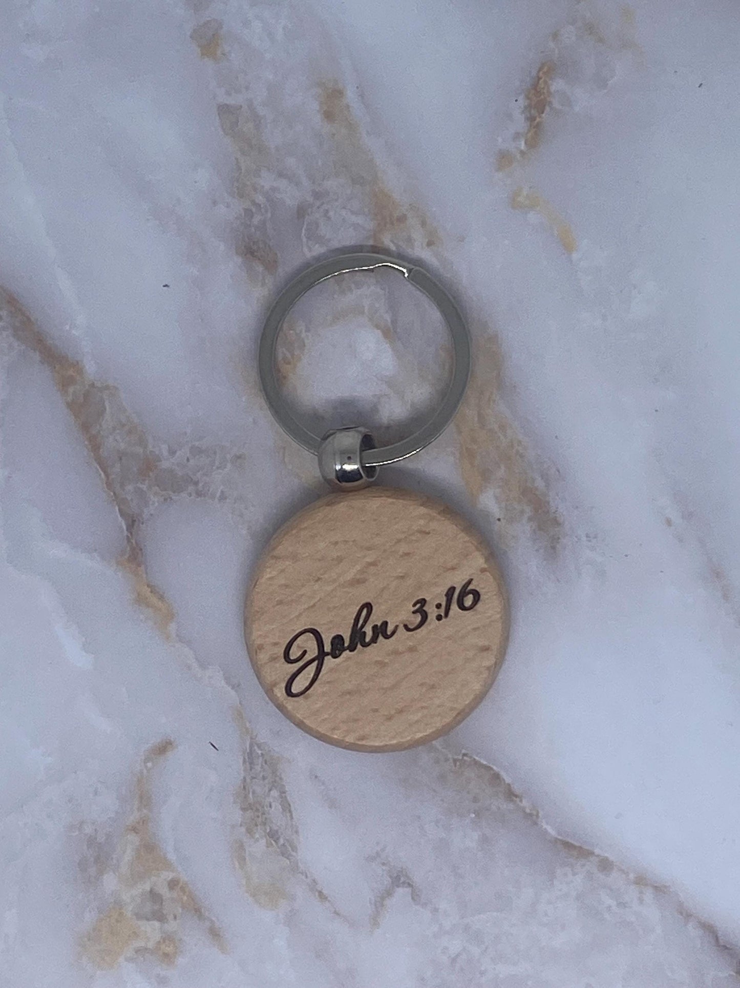 John 3:16 Christian Wooden Keychain, Engraved Religious Themed Wood Keychain, Personalized Christian Gift