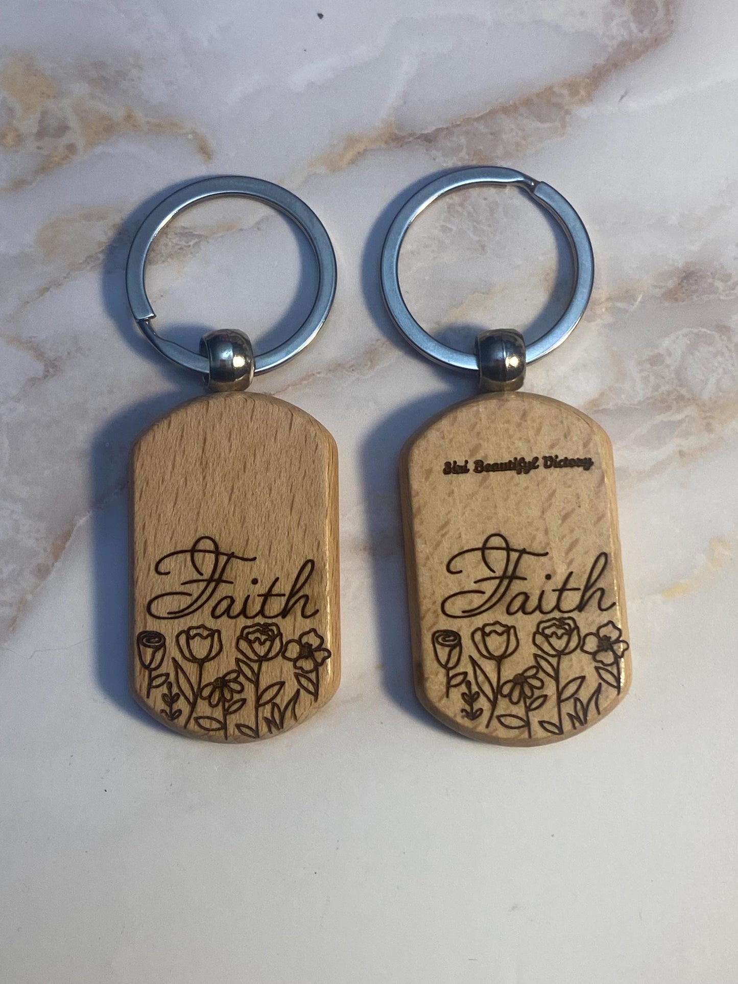 Personalized Laser Engraved Wooden Keychain: Christian Faith Gift