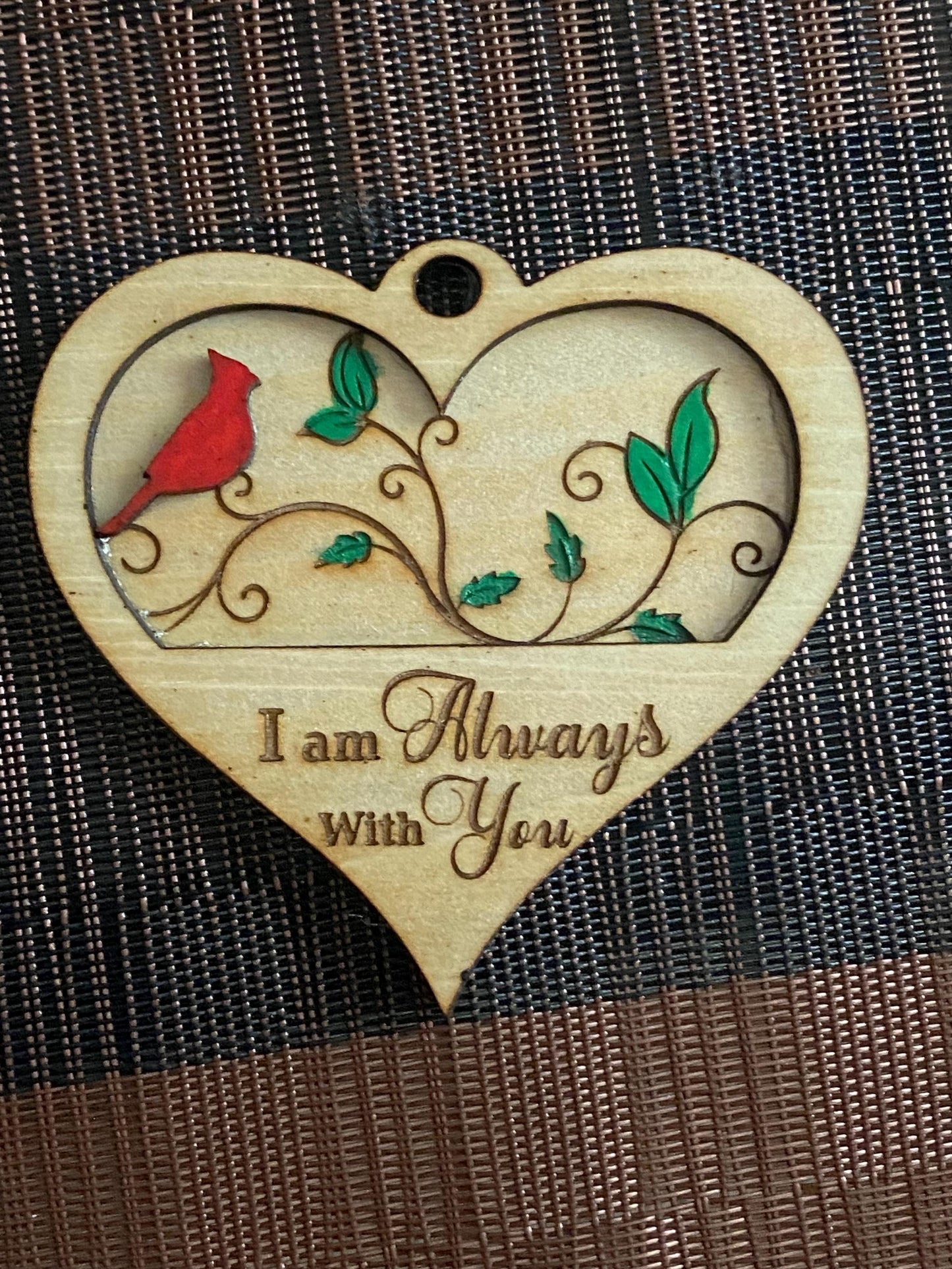 Personalized Memorial Cardinal Ornament: Engraved Wood Keepsake