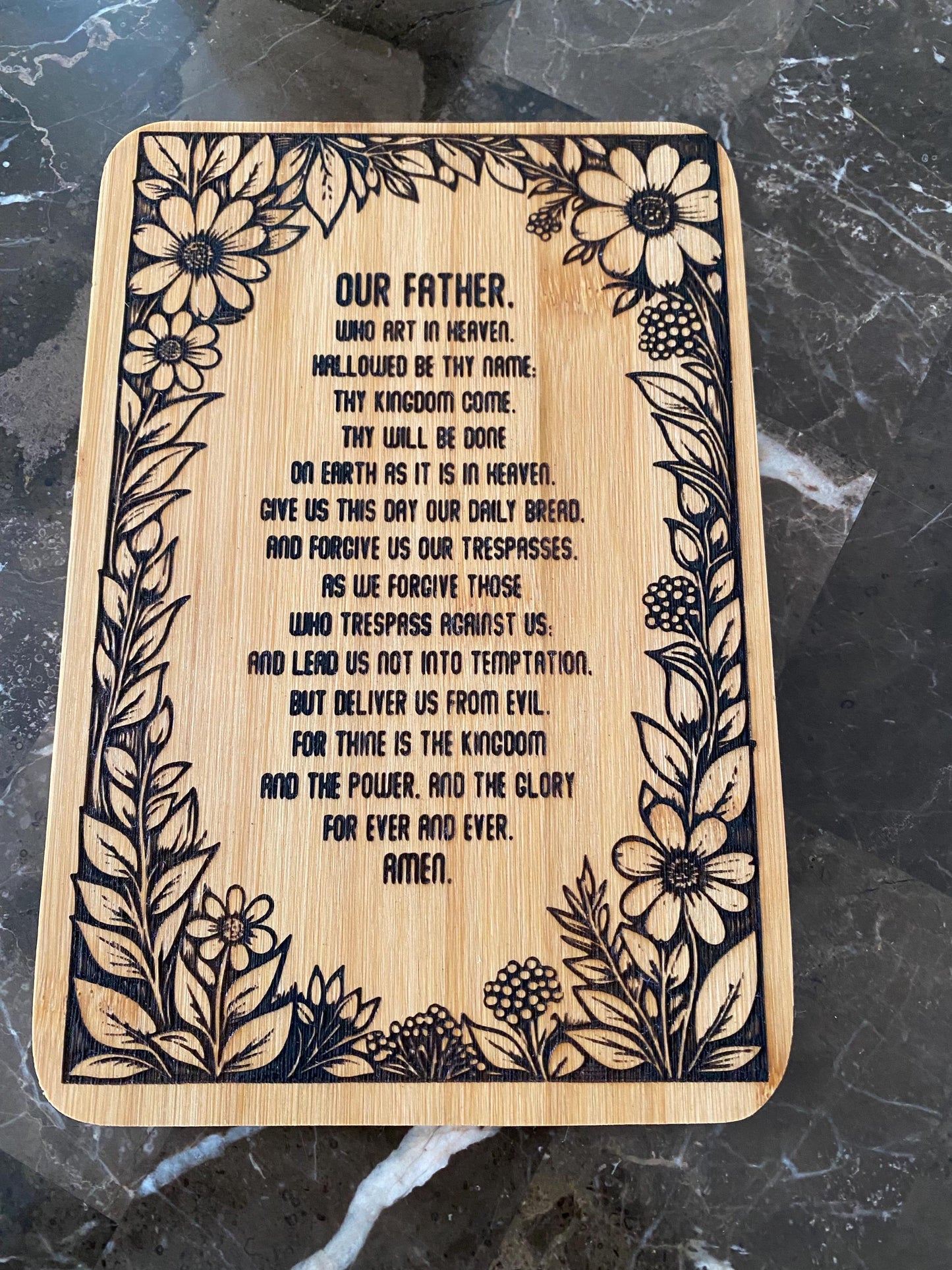 The Lord’s Prayer Laser Engraved Charcuterie Board