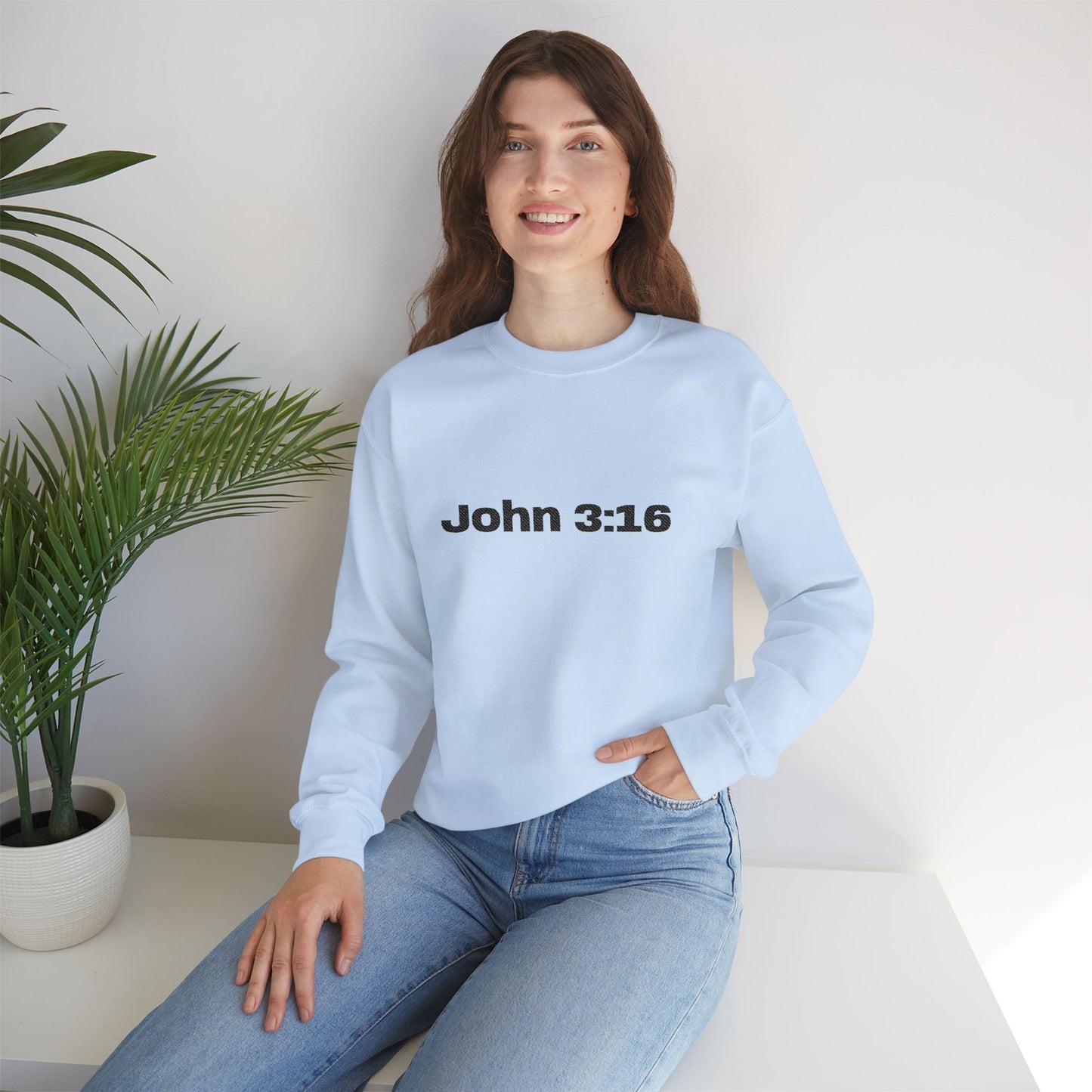 John 3:16 Crewneck Sweatshirt — Minimal Christian Scripture Pullover