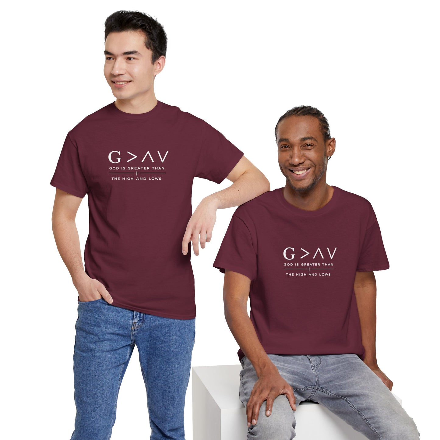 God Is Greater Than The Highs And Lows Christian T-Shirt | Minimal Faith Shirt | Inspirational Christian Apparel | Streetwear Faith Tee