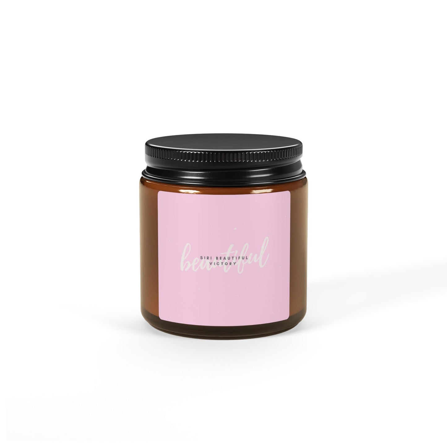 Minimal Pink Label Soy Candle Amber Jar | Scented Candle
