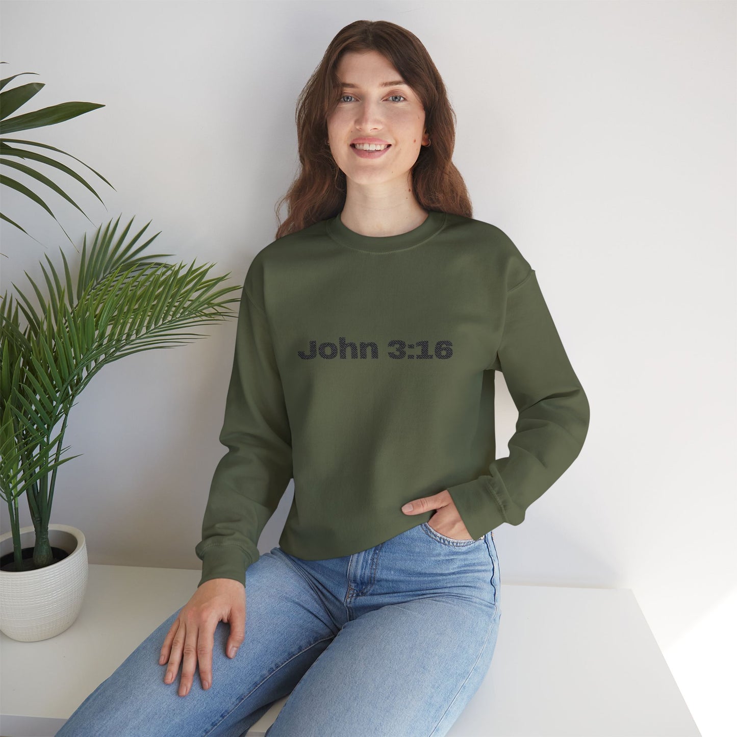 John 3:16 Crewneck Sweatshirt — Minimal Christian Scripture Pullover