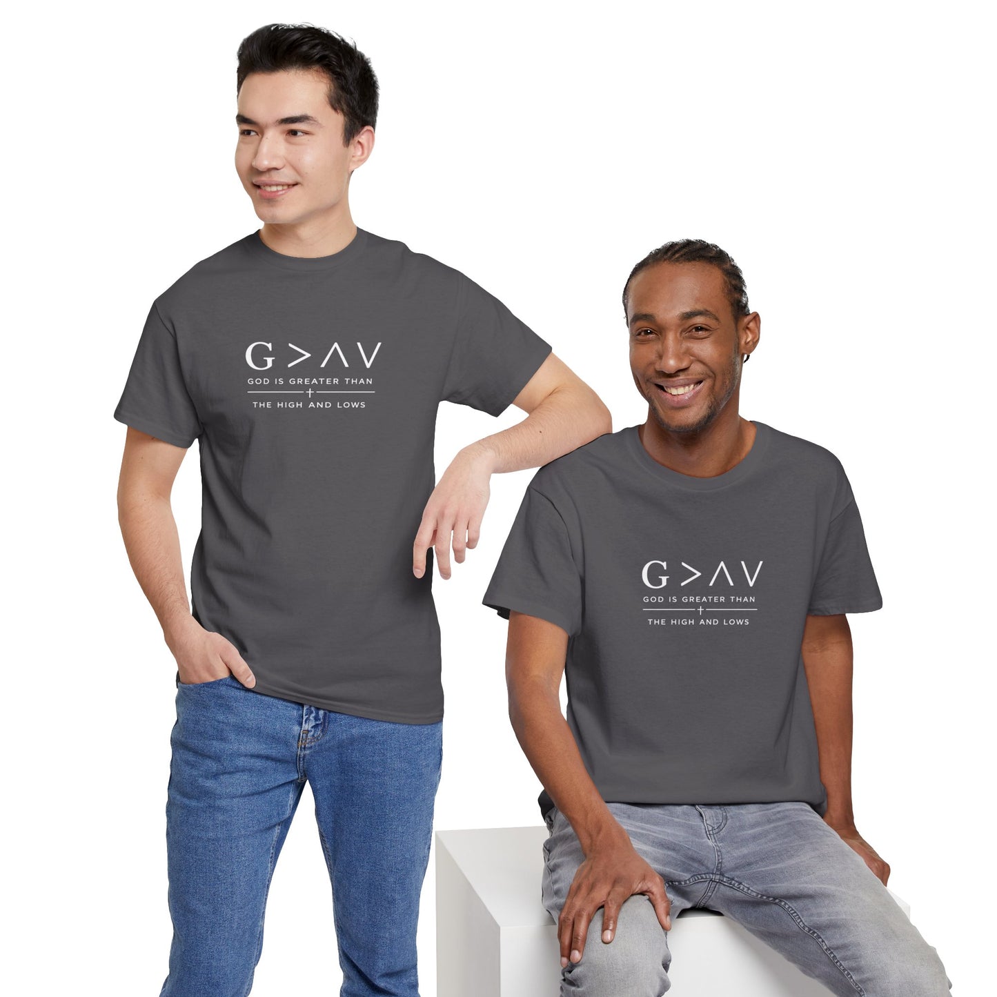 God Is Greater Than The Highs And Lows Christian T-Shirt | Minimal Faith Shirt | Inspirational Christian Apparel | Streetwear Faith Tee