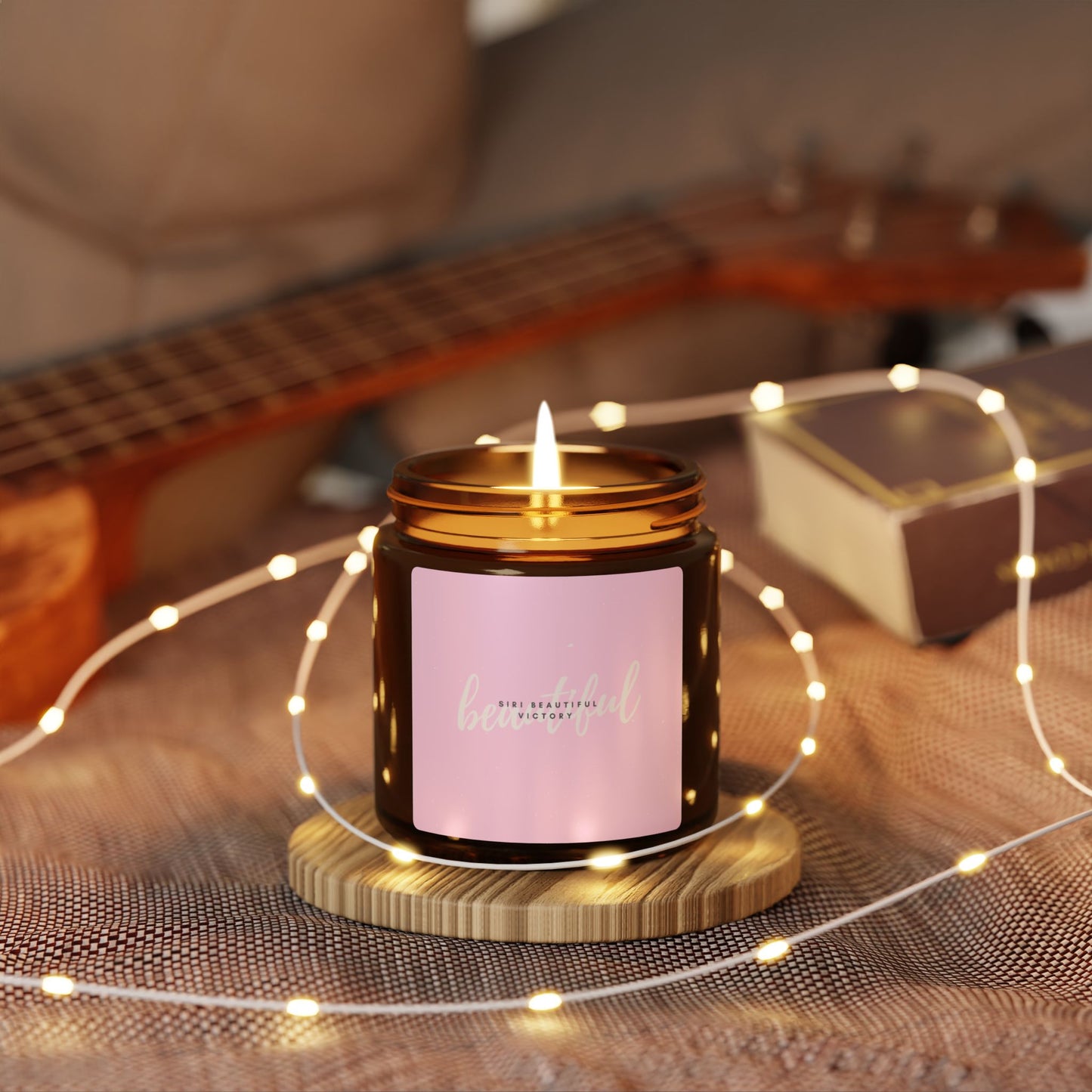 Minimal Pink Label Soy Candle Amber Jar | Scented Candle