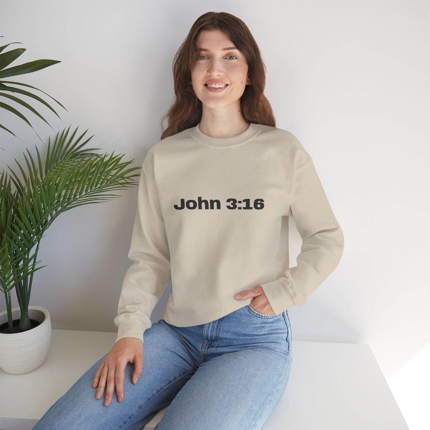 John 3:16 Crewneck Sweatshirt — Minimal Christian Scripture Pullover