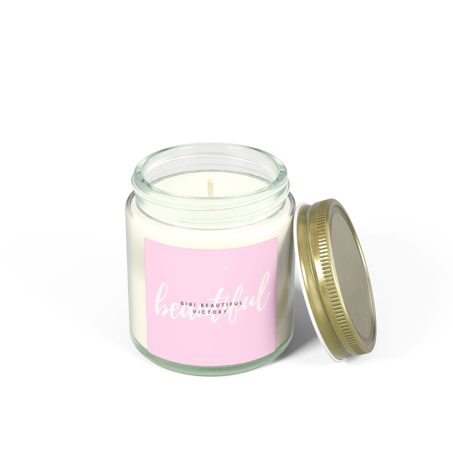 Coconut Apricot Scented Candle 4oz 9oz | Soy Wax Jar, Pink Label