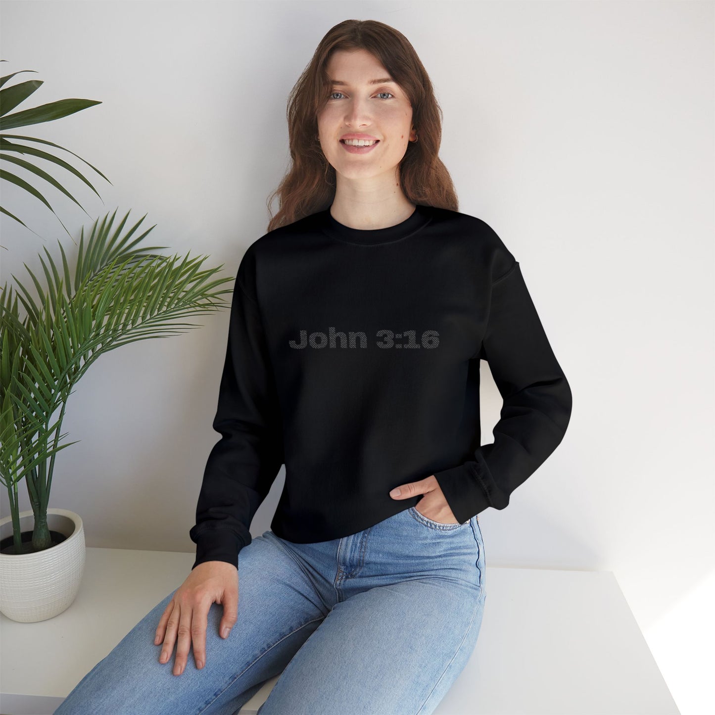 John 3:16 Crewneck Sweatshirt — Minimal Christian Scripture Pullover
