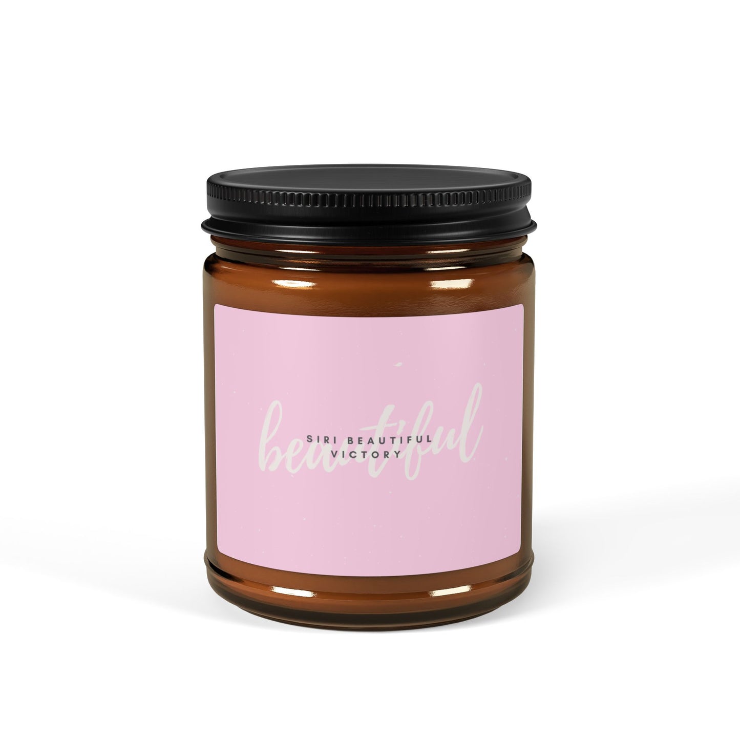 Minimal Pink Label Soy Candle Amber Jar | Scented Candle