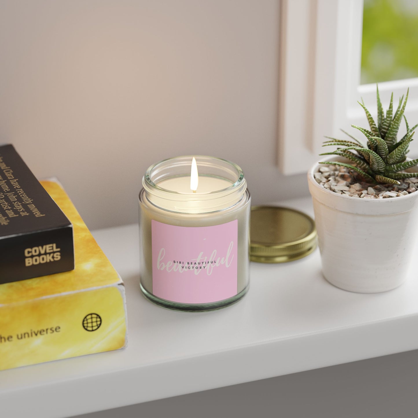 Coconut Apricot Scented Candle 4oz 9oz | Soy Wax Jar, Pink Label