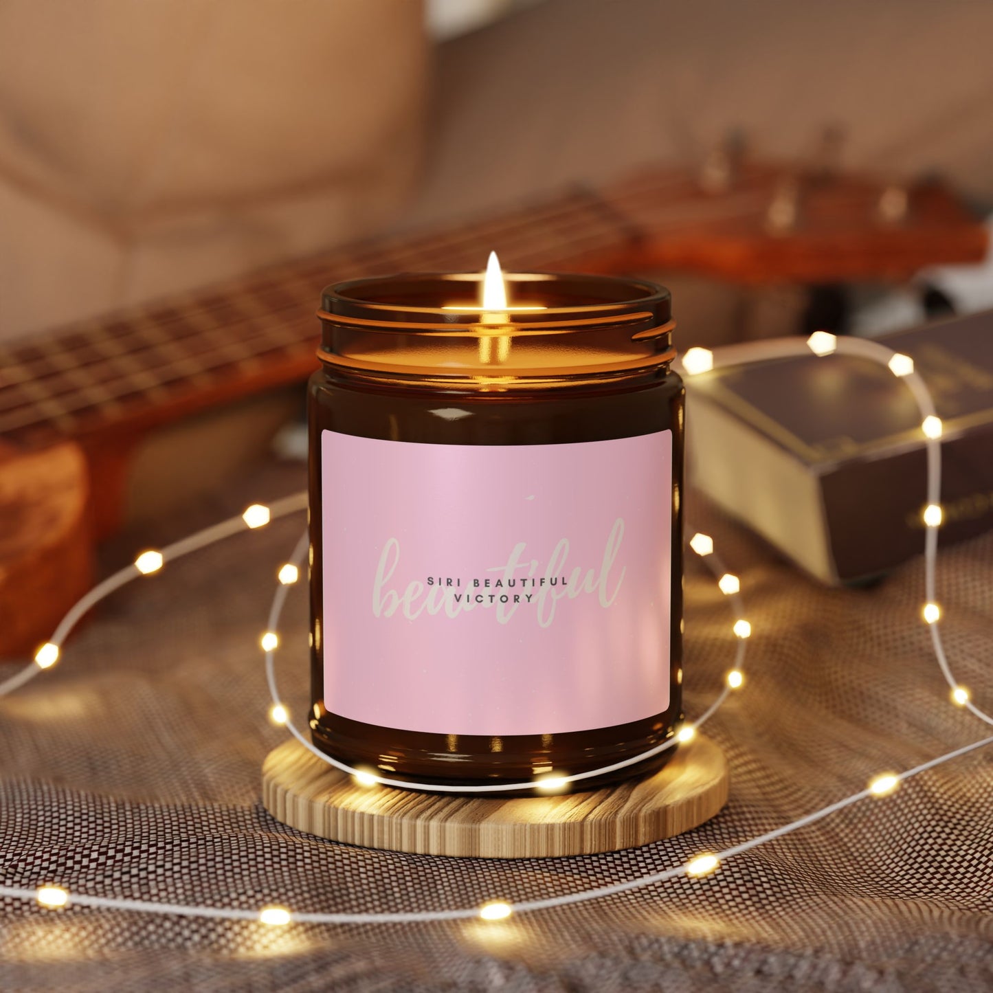 Minimal Pink Label Soy Candle Amber Jar | Scented Candle