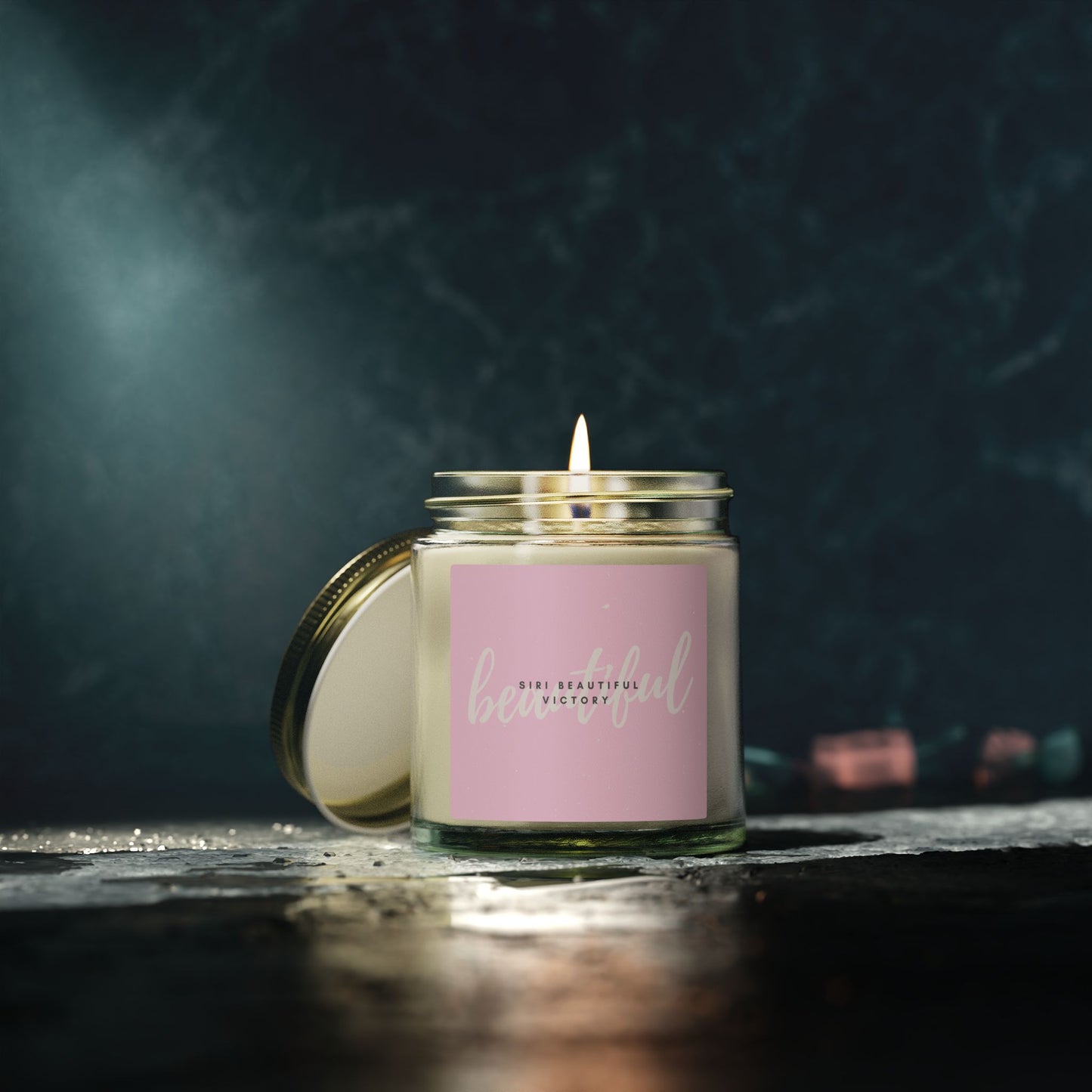 Coconut Apricot Scented Candle 4oz 9oz | Soy Wax Jar, Pink Label
