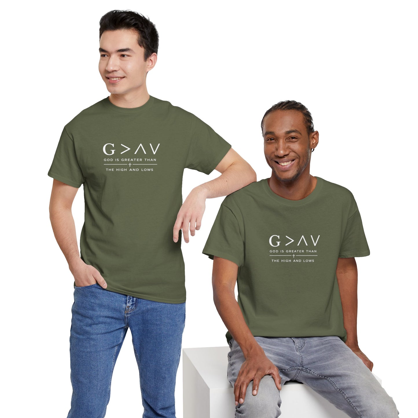 God Is Greater Than The Highs And Lows Christian T-Shirt | Minimal Faith Shirt | Inspirational Christian Apparel | Streetwear Faith Tee