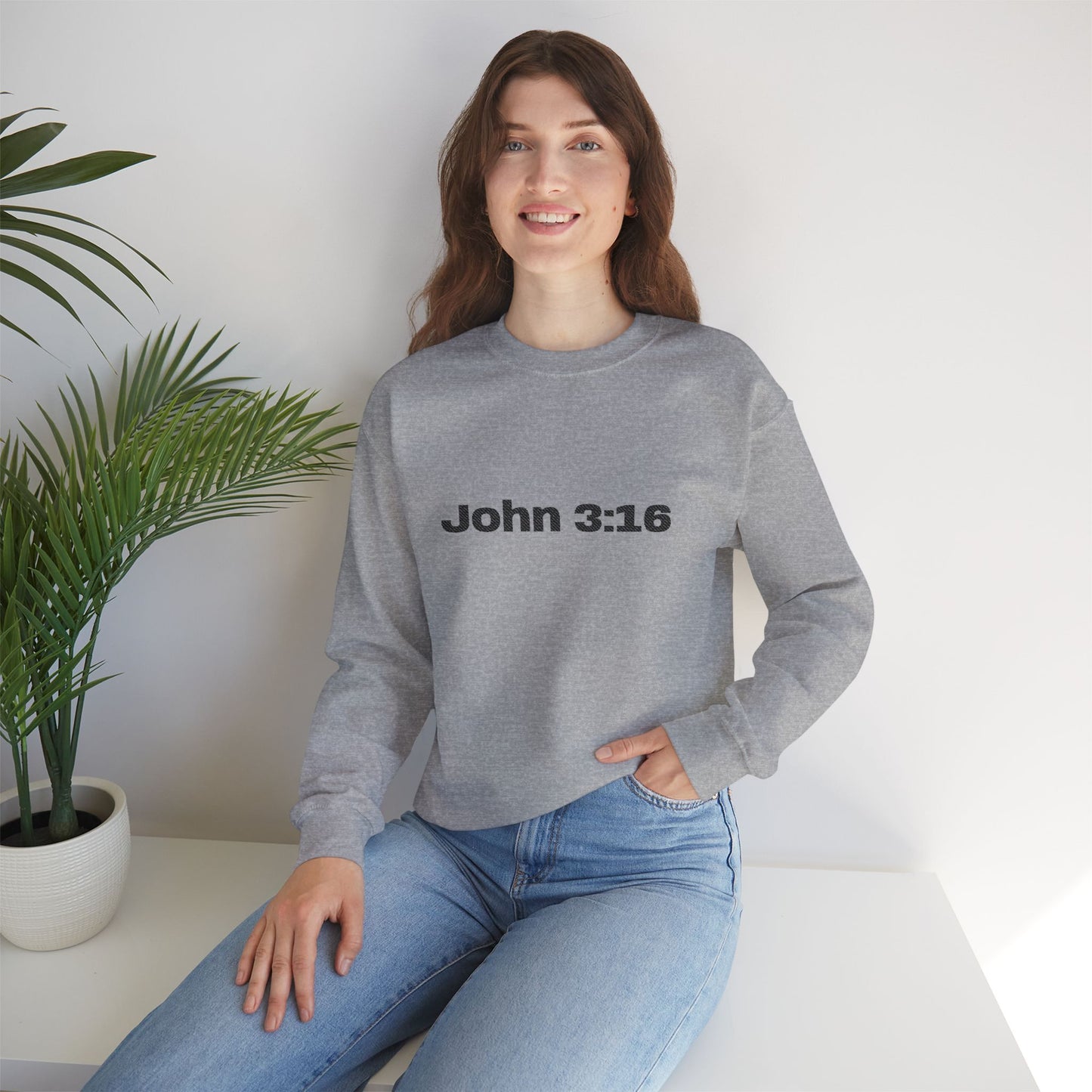 John 3:16 Crewneck Sweatshirt — Minimal Christian Scripture Pullover