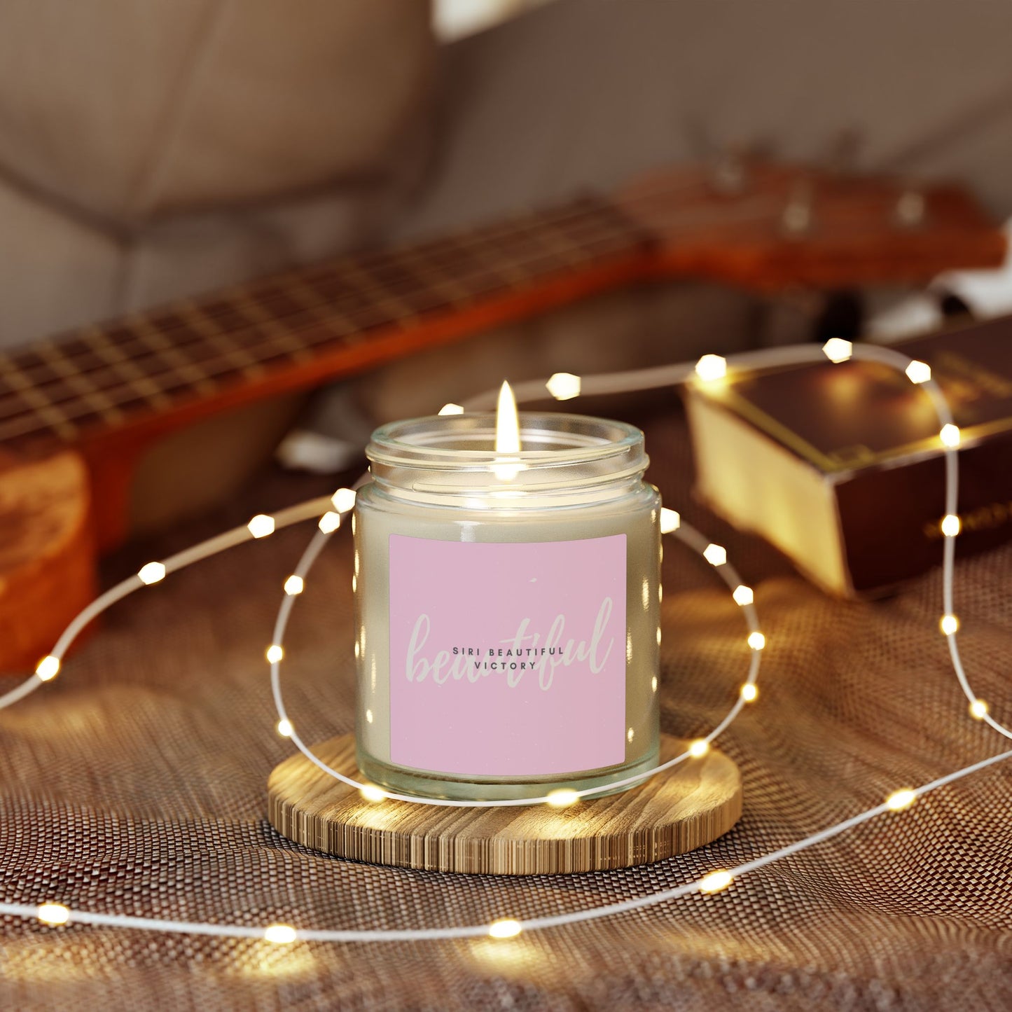 Coconut Apricot Scented Candle 4oz 9oz | Soy Wax Jar, Pink Label