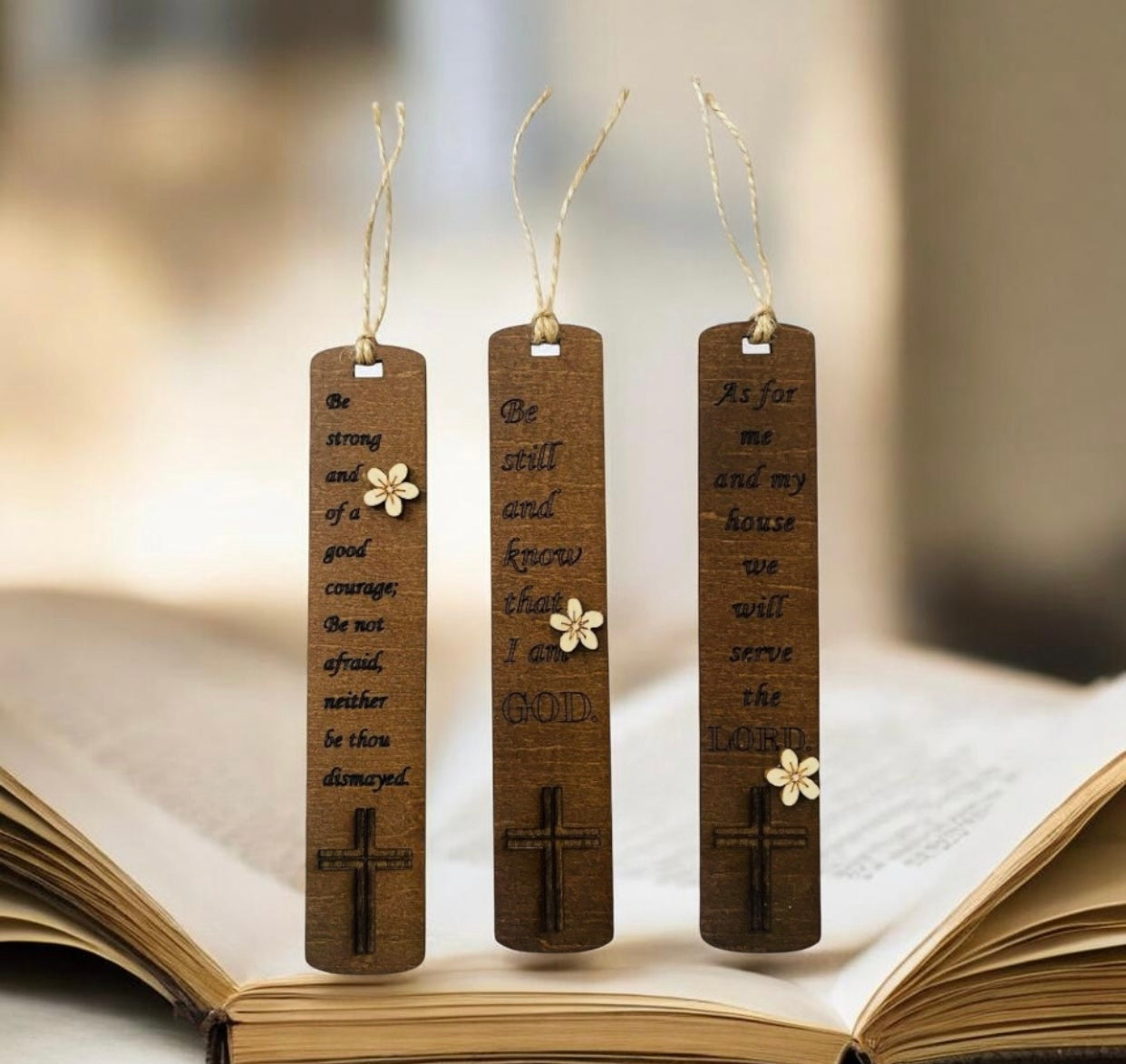 Reader Inspired- 3 Laser Engraved Christian Wooden Bookmark