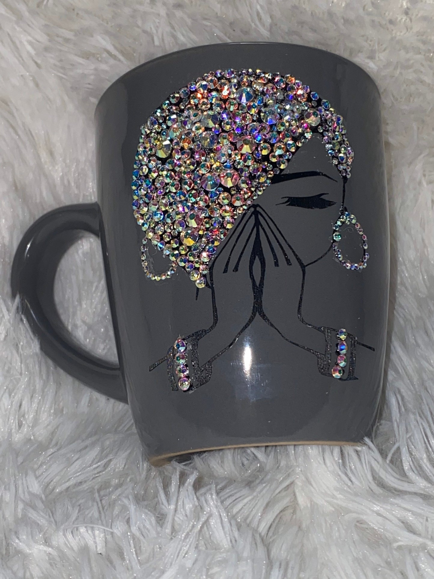 Bling Praying Woman. Christian Bling Coffee Mug. 12oz Praying Woman Bling Mug Christian Mug. Blessed Woman. Personalized Gift.