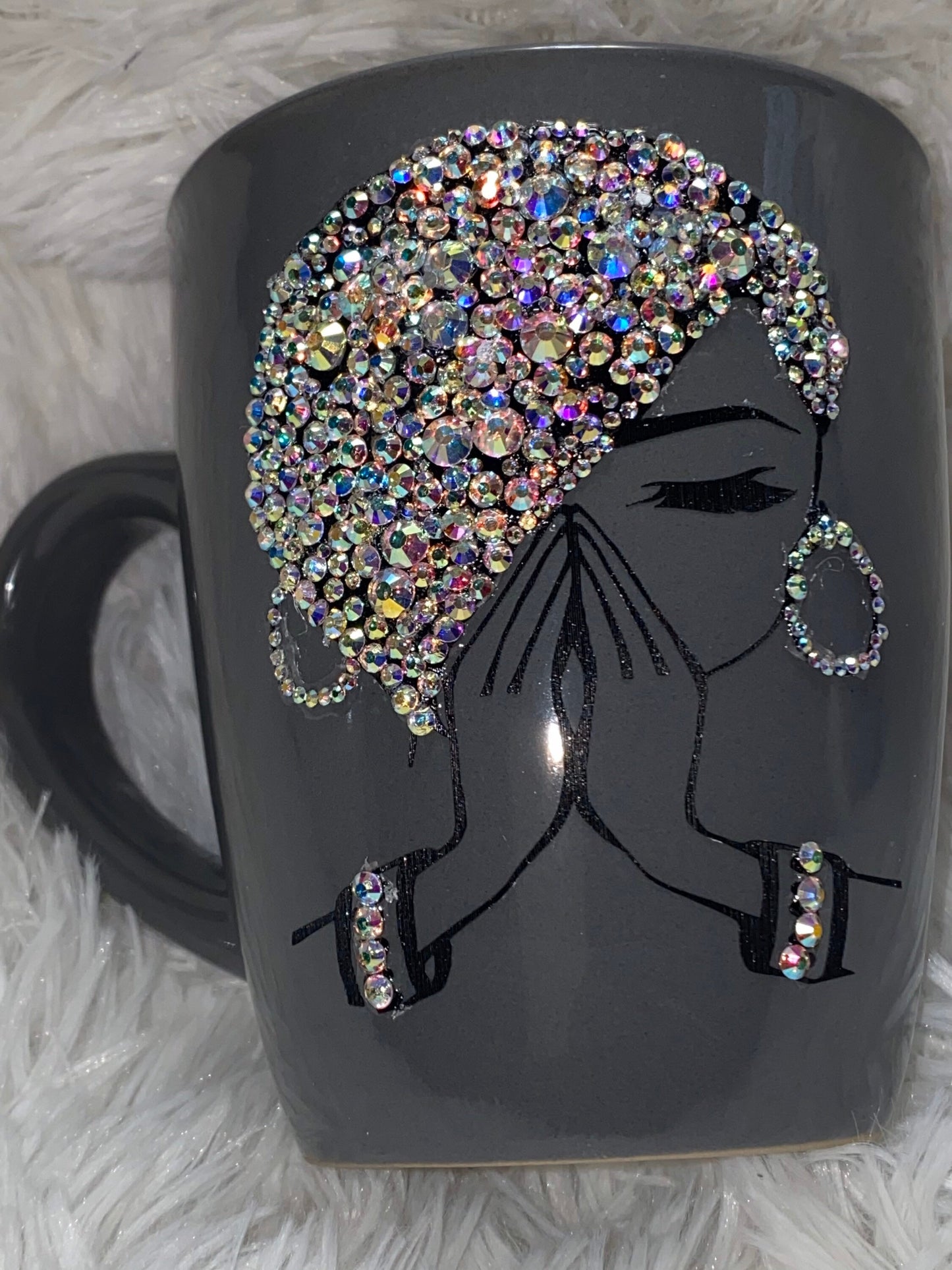 Bling Praying Woman. Christian Bling Coffee Mug. 12oz Praying Woman Bling Mug Christian Mug. Blessed Woman. Personalized Gift.