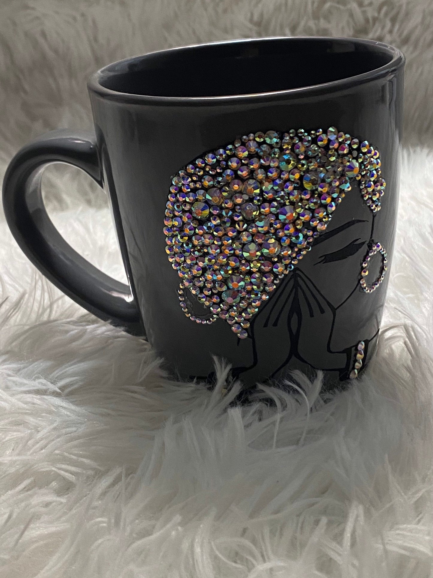 Bling Praying Woman. Christian Bling Coffee Mug. 12oz Praying Woman Bling Mug Christian Mug. Blessed Woman. Personalized Gift.