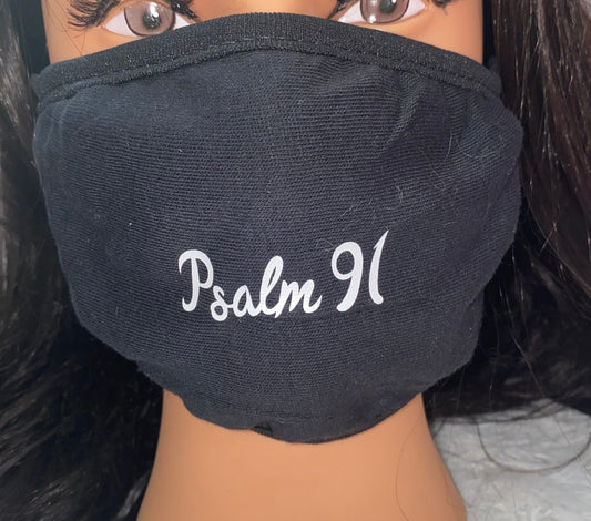 Psalm 91 Face Mask: Unisex Black Cotton, Reusable