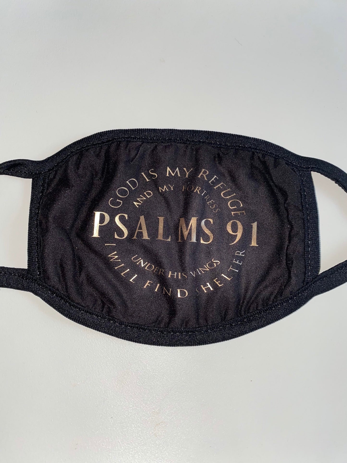 Psalm 91 Face Mask: Lightweight Cotton, Gold Lettering