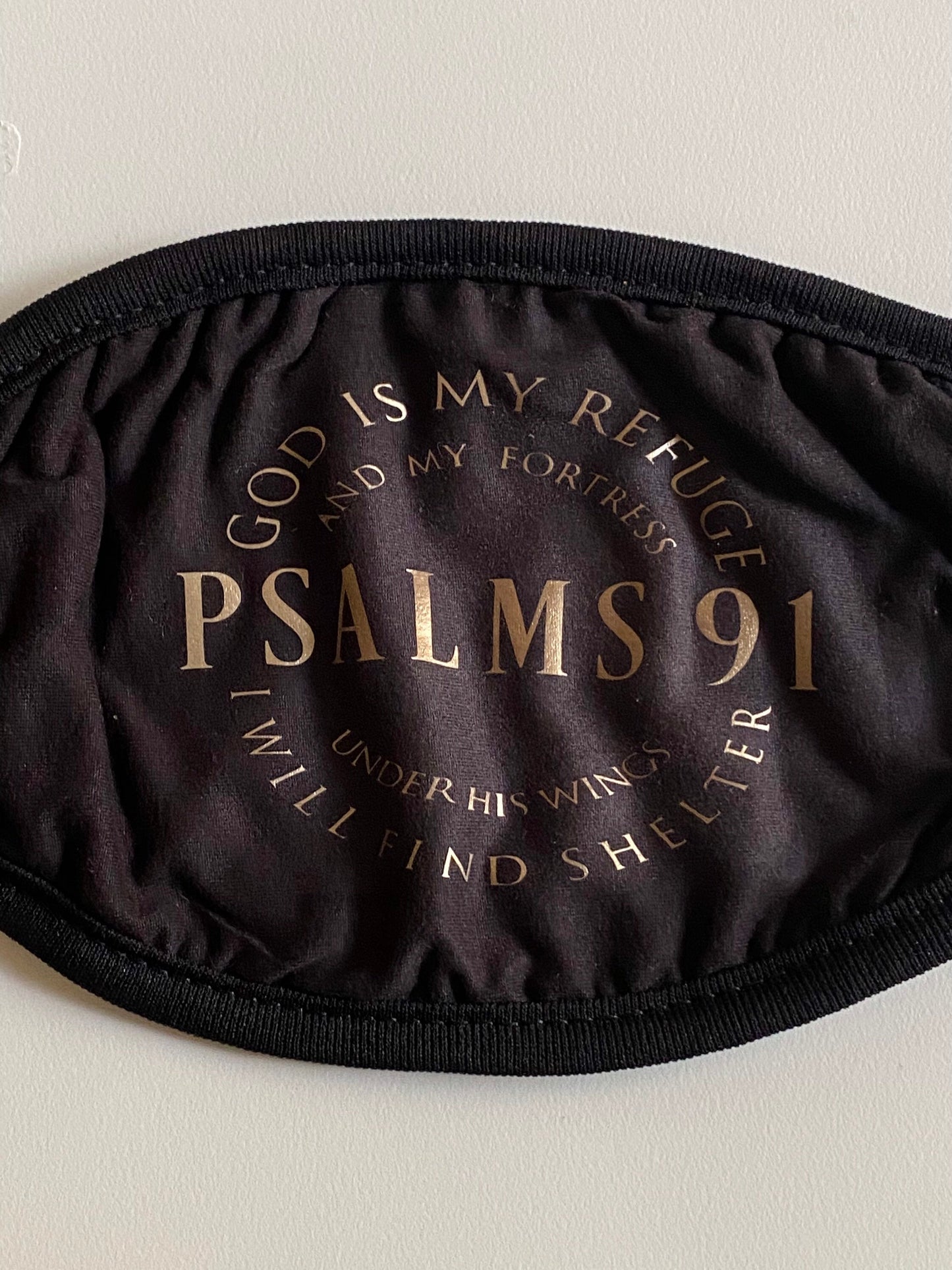 Psalm 91 Face Mask: Lightweight Cotton, Gold Lettering