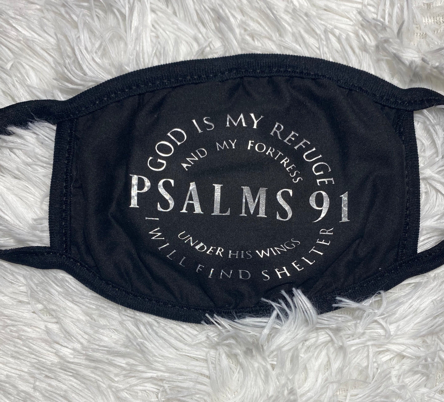 Unisex Silver Letter Face Mask. Psalm 91. Thin Two Layer Cotton Washable Face Mask. Christian Face Mask.Cotton Face Mask. Psalms 91.