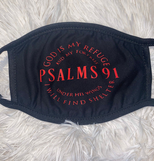 Psalm 91 Face Mask: Red Christian Cotton Mask
