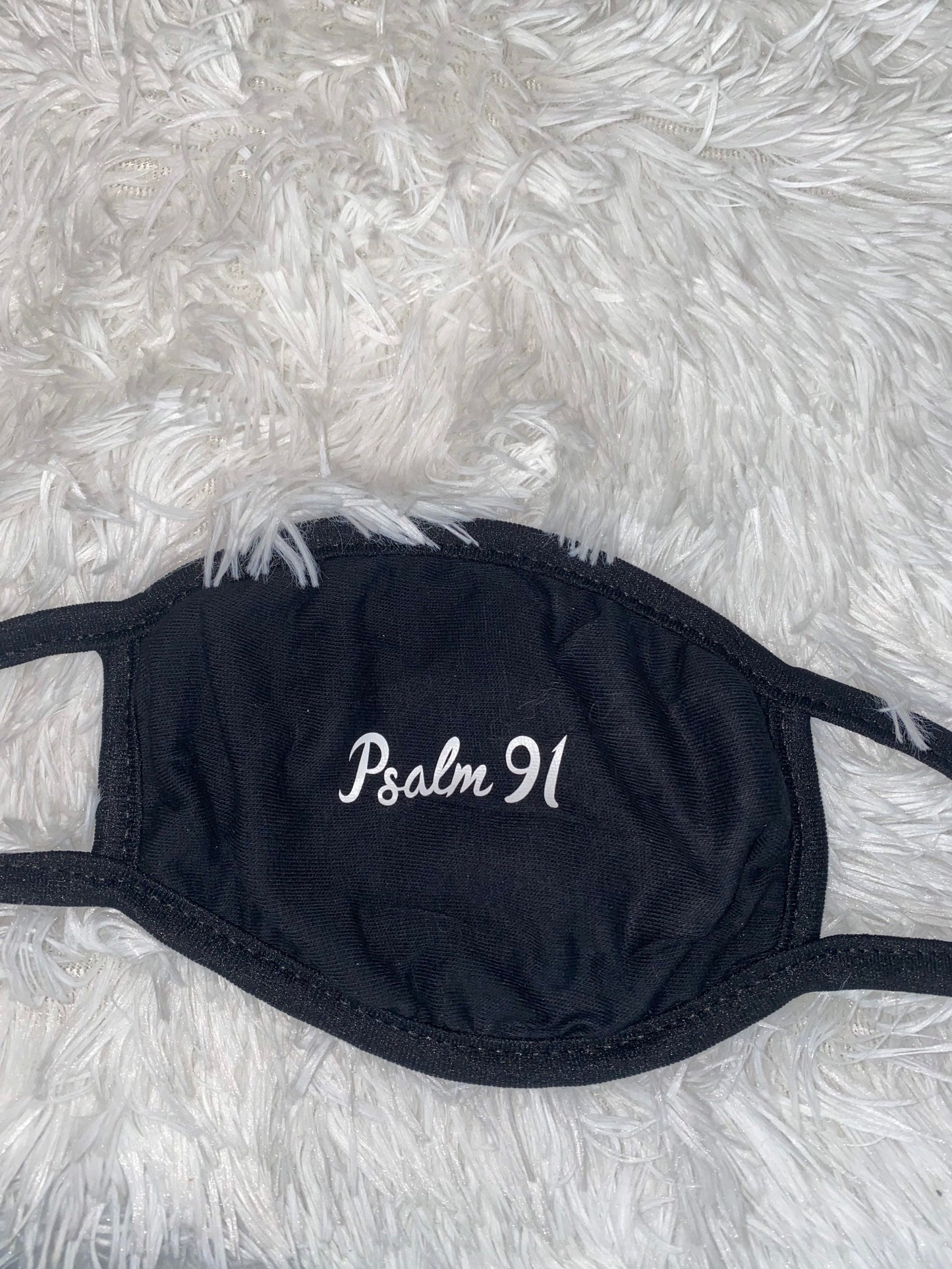 Psalm 91 Face Mask: Unisex Black Cotton, Reusable