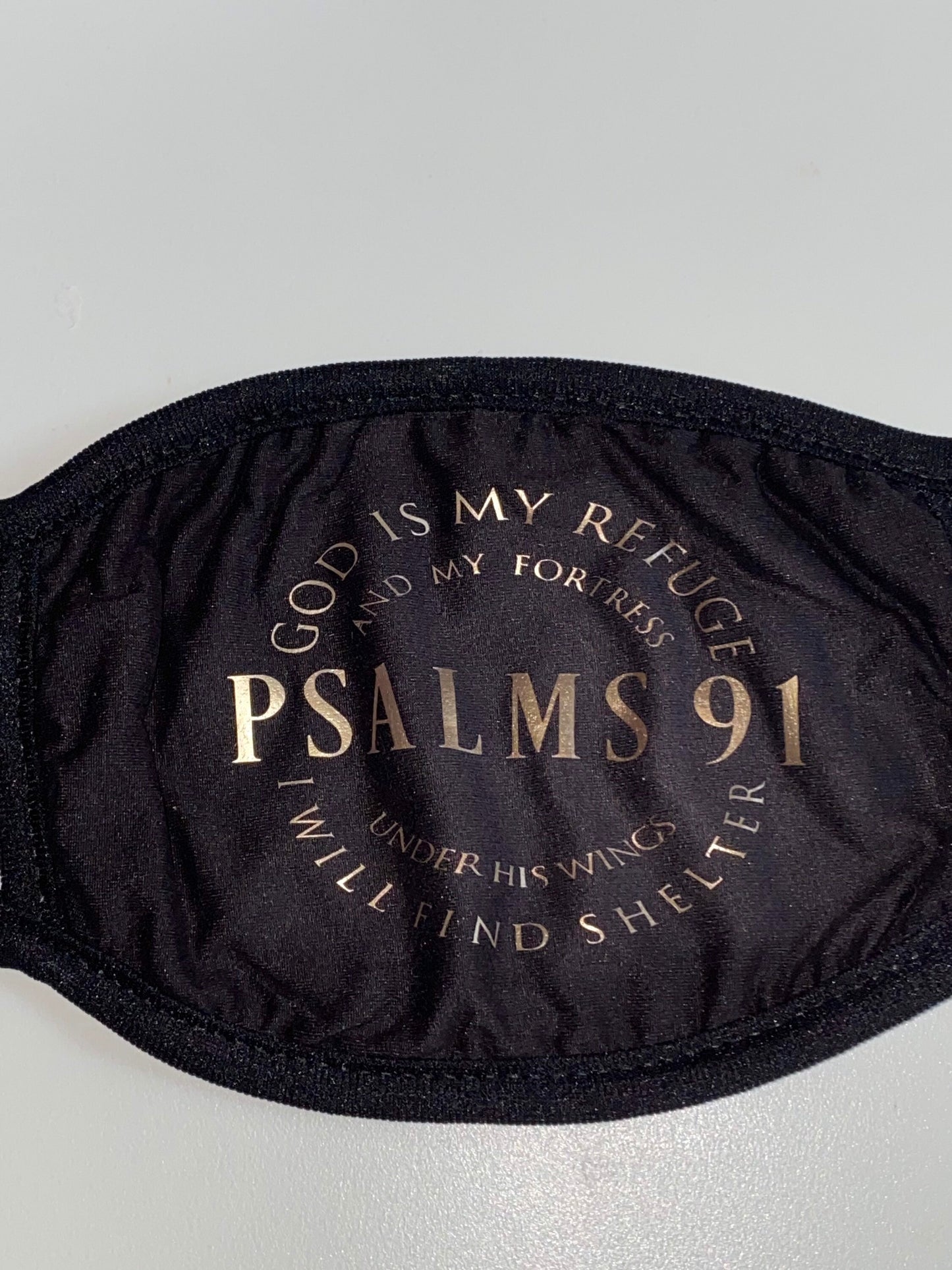 Psalm 91 Face Mask: Lightweight Cotton, Gold Lettering
