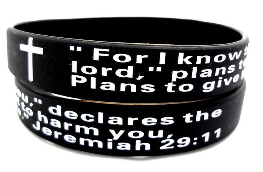 Jeremiah 29:11 Christian Silicone Wrist Bracelet. Christian Wristbands. Christian Bible Verse Silicone Bracelet / Scripture Wristband