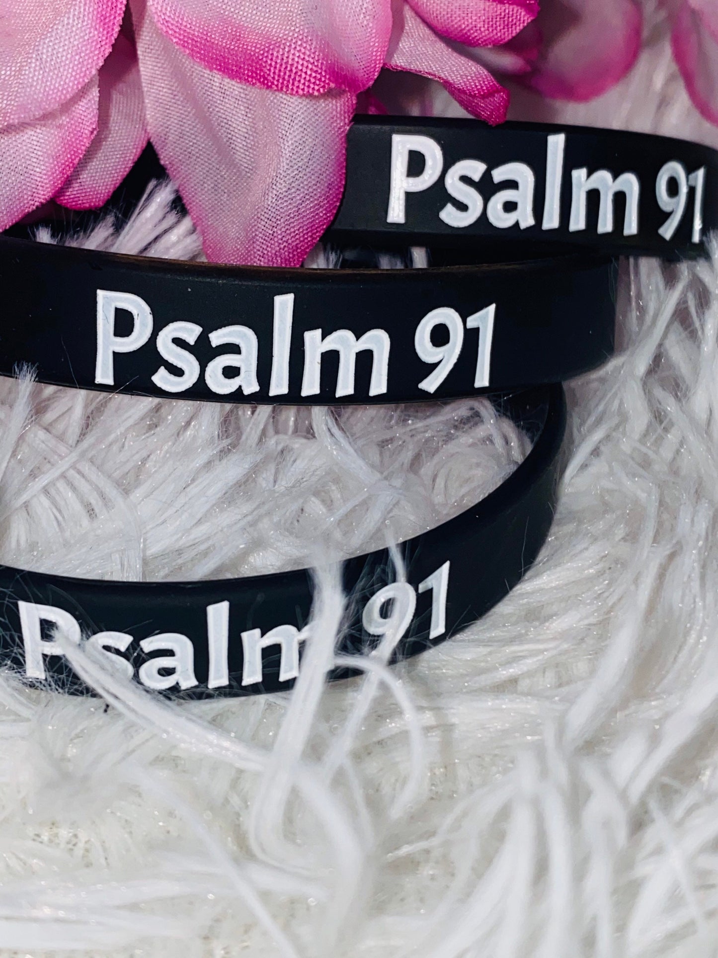 Psalm 91 Christian Silicone Wristband: Bible Verse Scripture Bracelet