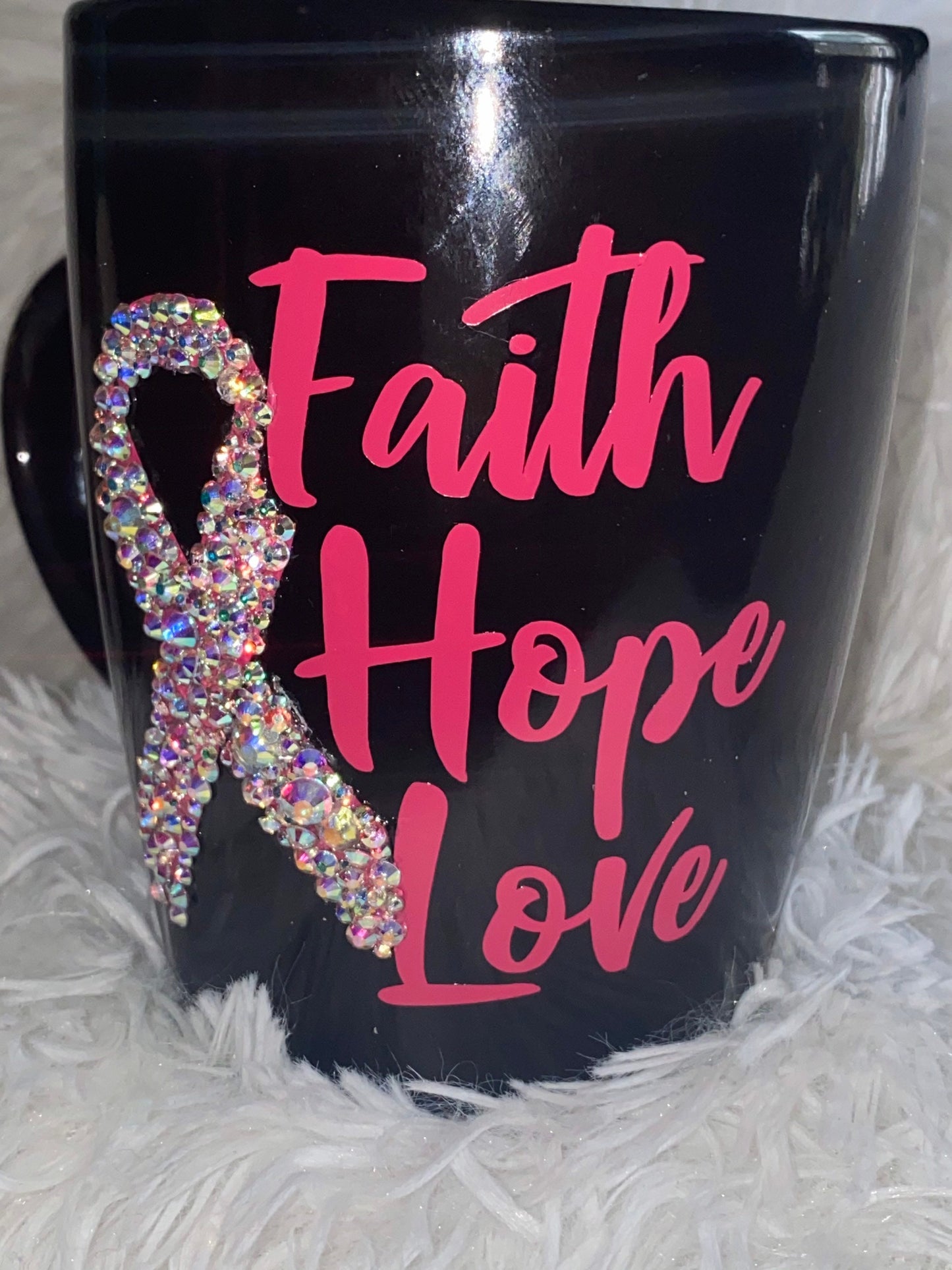 Rhinestone Breast Cancer Awareness Mug - 12oz Survivor Gift