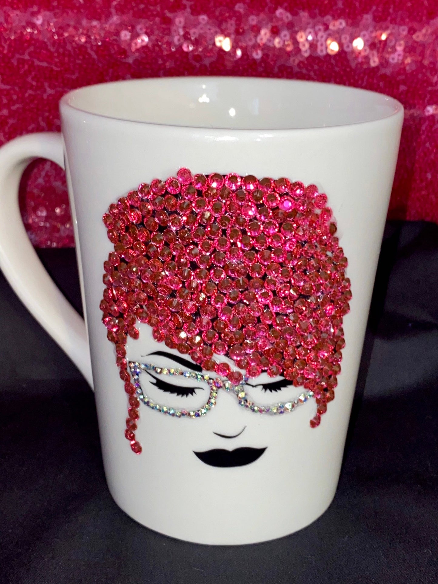 Rhinestone Breast Cancer Awareness Mug: Praying Woman Bling Mug (14oz)