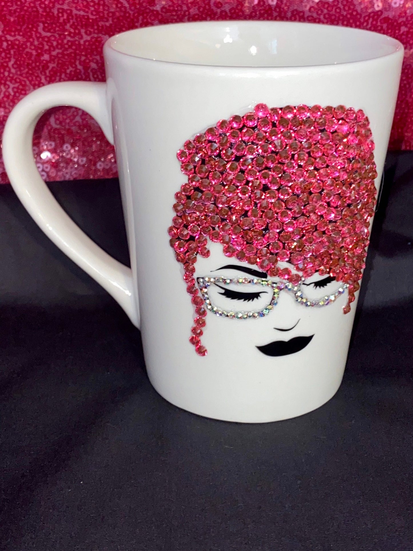 Rhinestone Breast Cancer Awareness Mug: Praying Woman Bling Mug (14oz)