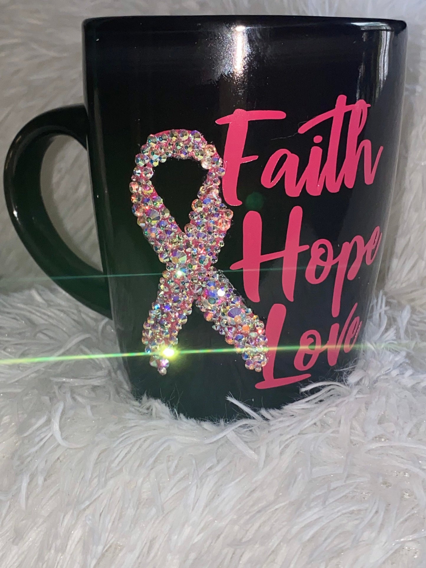 Rhinestone Breast Cancer Awareness Mug - 12oz Survivor Gift
