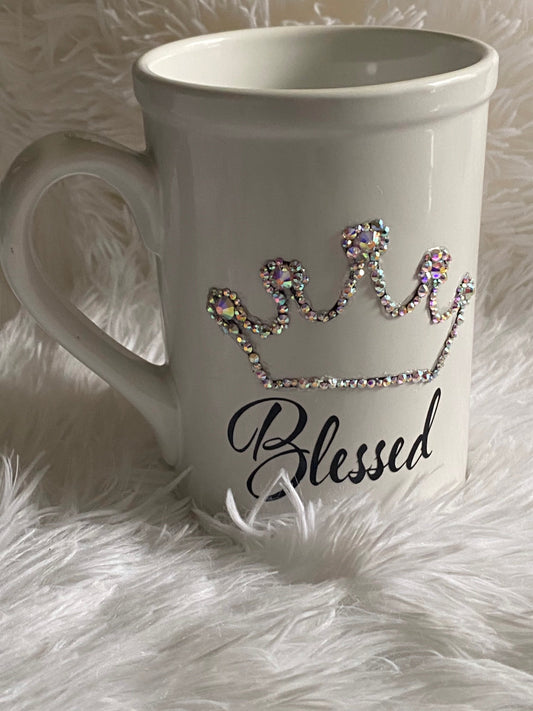 Bling Mug. Blessed Woman Bling Mug. Rhinestones Christian Mug. Blessed Woman. Bling Praying Woman. Unique Gifts. Christian Mug.