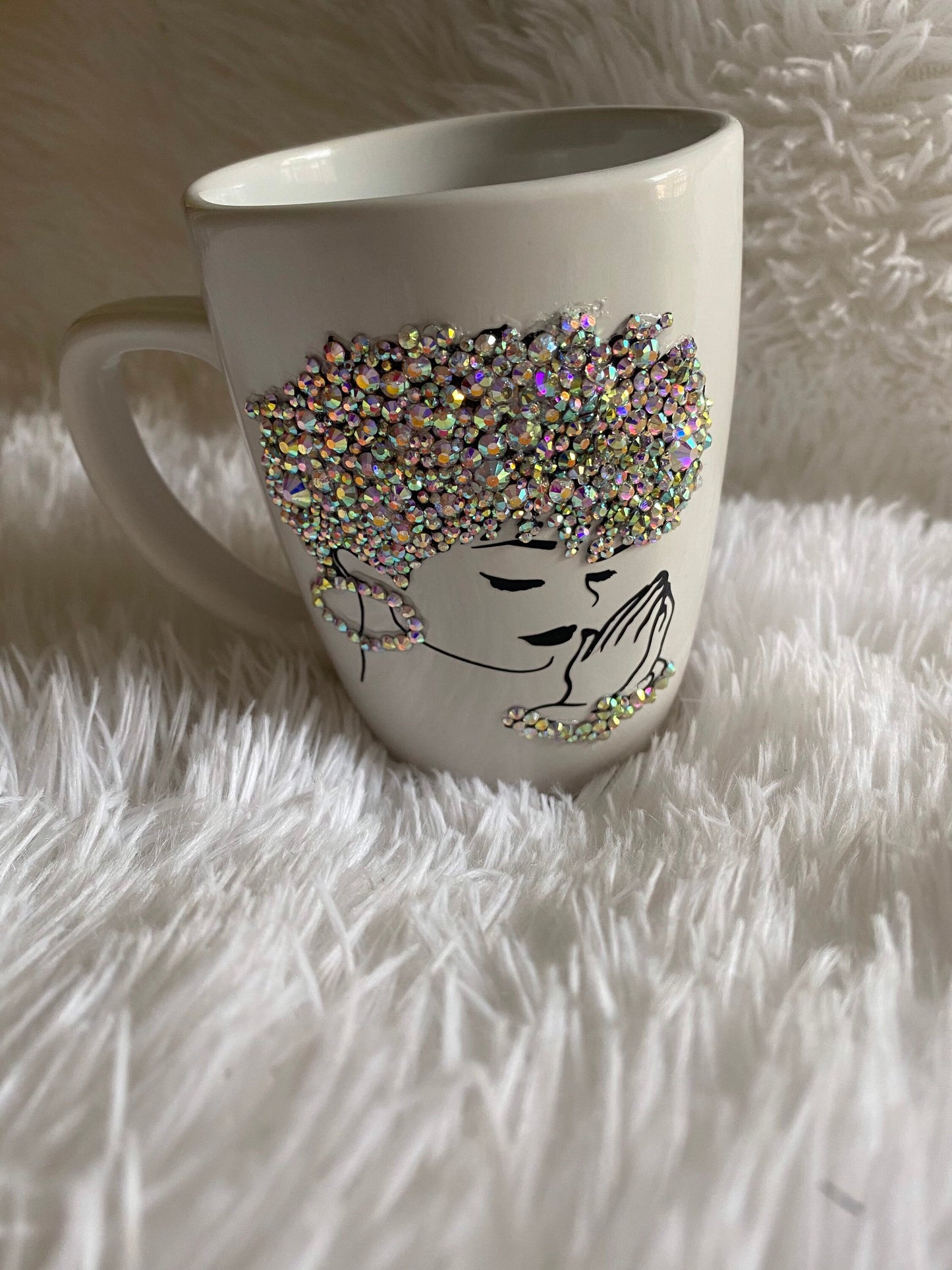 Bling Praying Woman Coffee Mug - Christian Gift, Personalized 12oz Mug