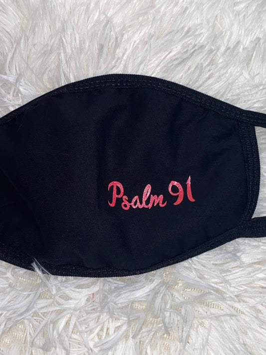Psalm 91 Face Mask: Pink Glitter Letter, Two Layer Cotton