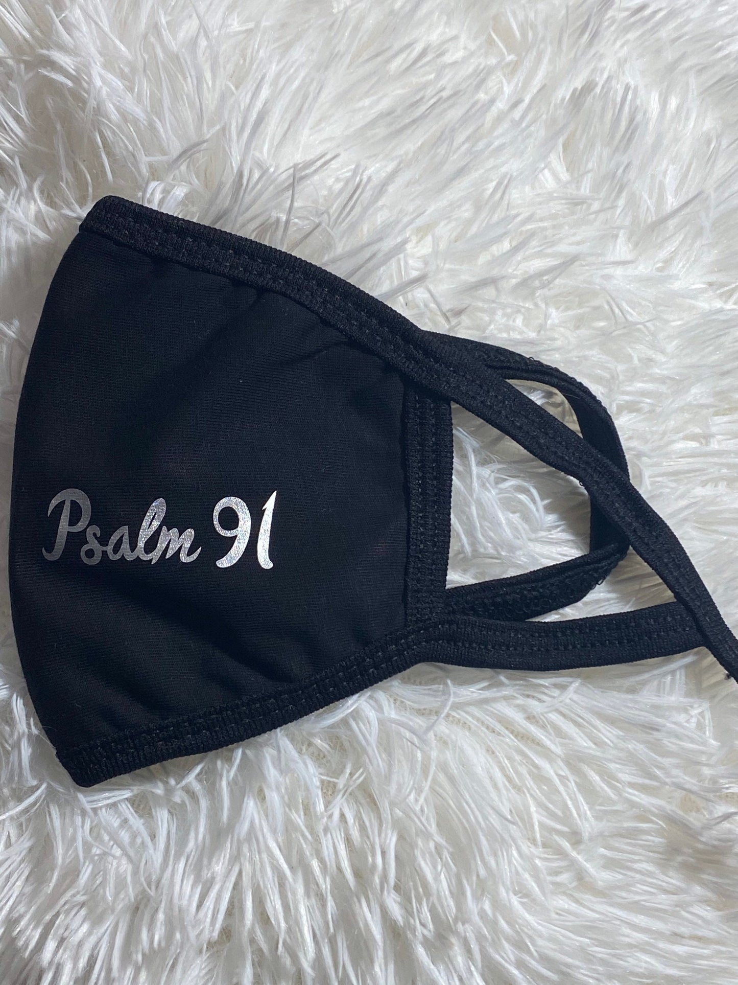 Psalm 91 Face Mask: Silver Letter Christian Mask