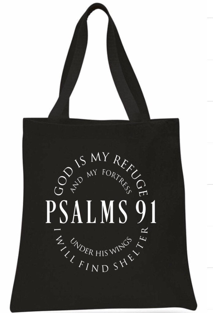 Psalms 91 Tote Bag: Religious Christian Bible Study Gift