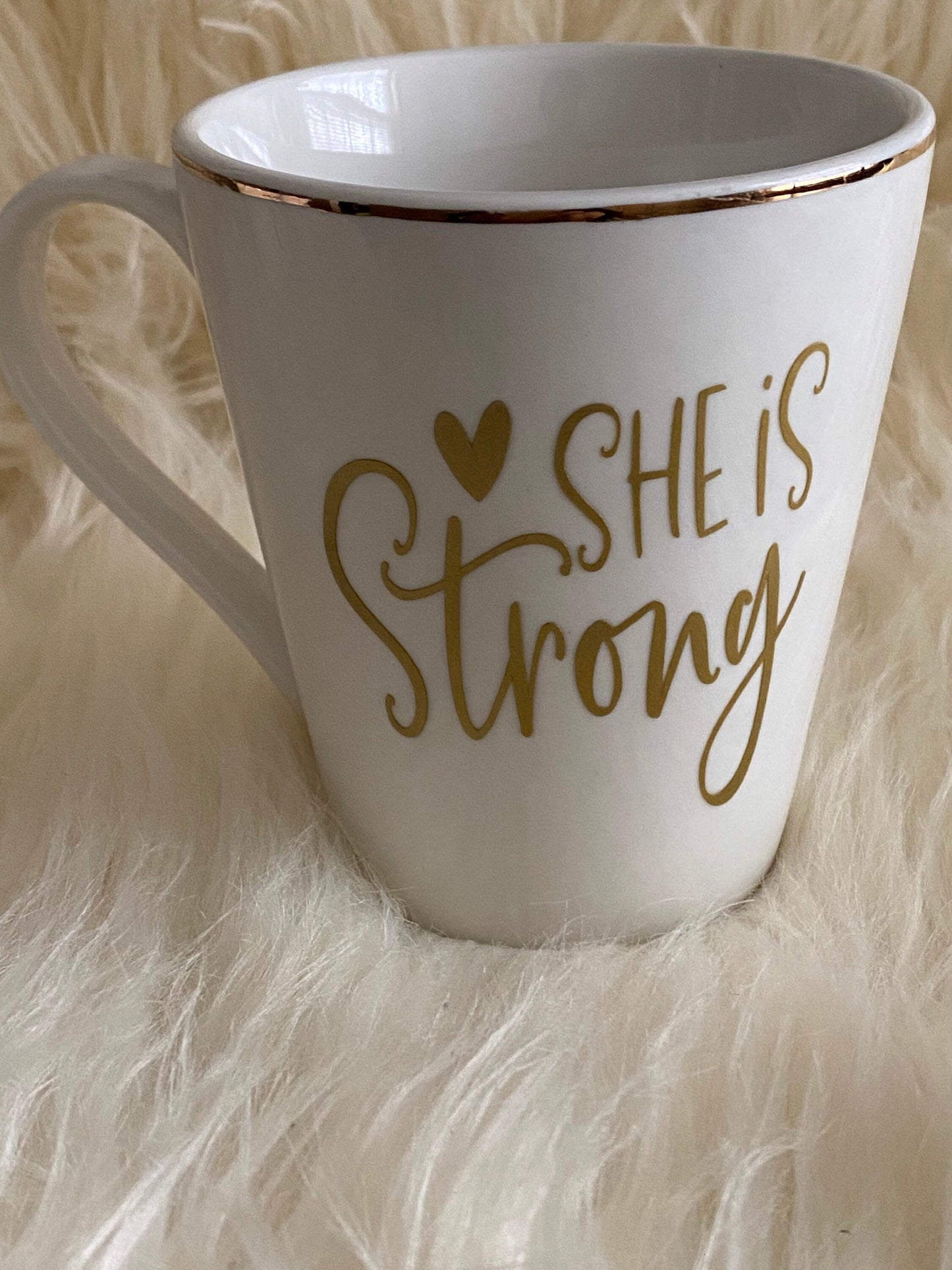 Christian Coffee Mug. “She is Strong” Coffee Mug. Faith Coffee Cup Christmas Gift | Cute Coffee Mug