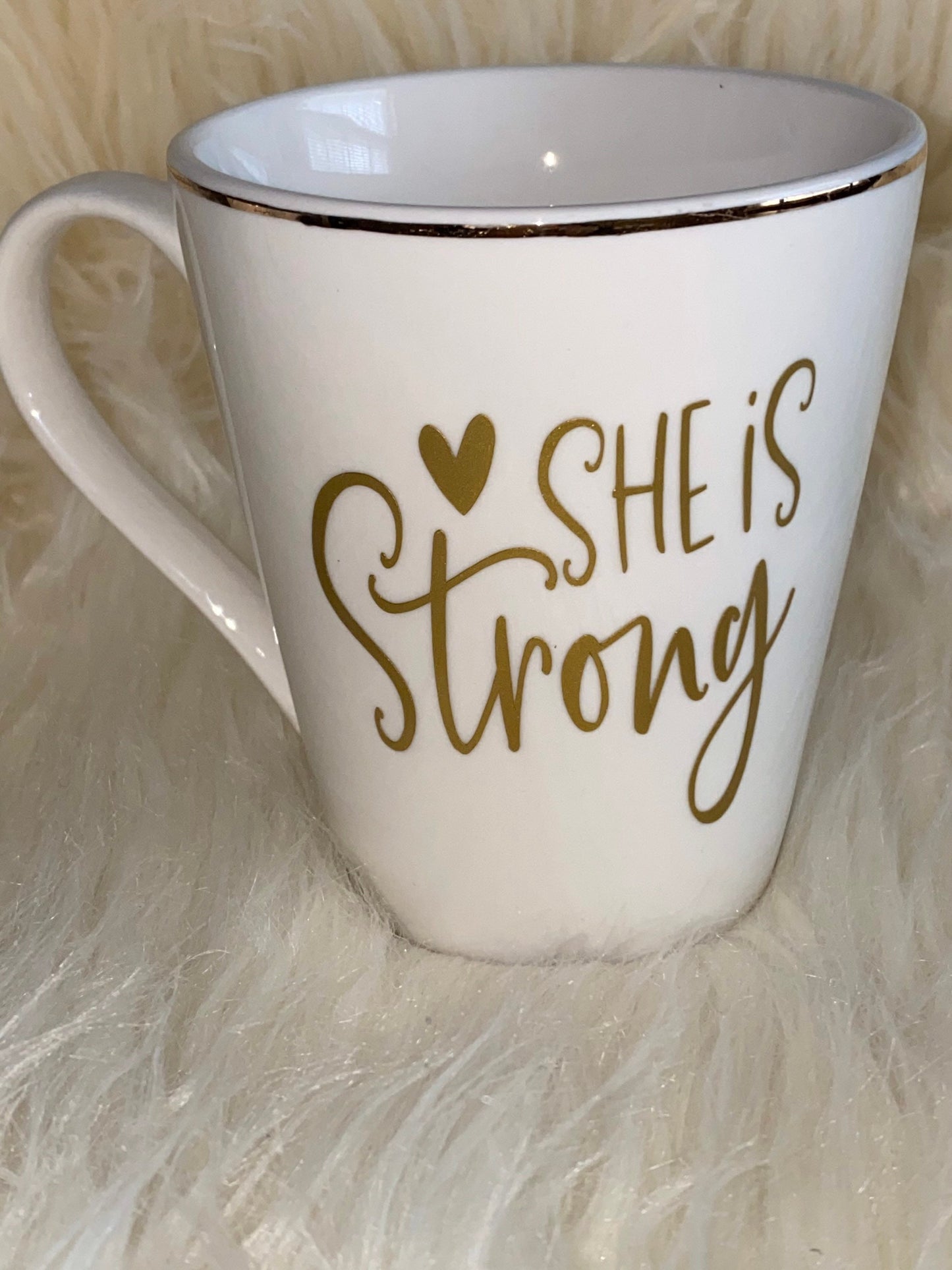 Christian Coffee Mug. “She is Strong” Coffee Mug. Faith Coffee Cup Christmas Gift | Cute Coffee Mug