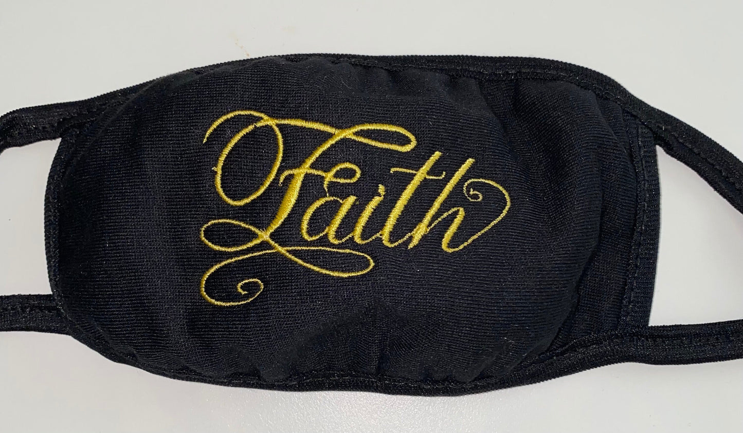 Faith Embroidered Face Mask: Lightweight Summer Mask